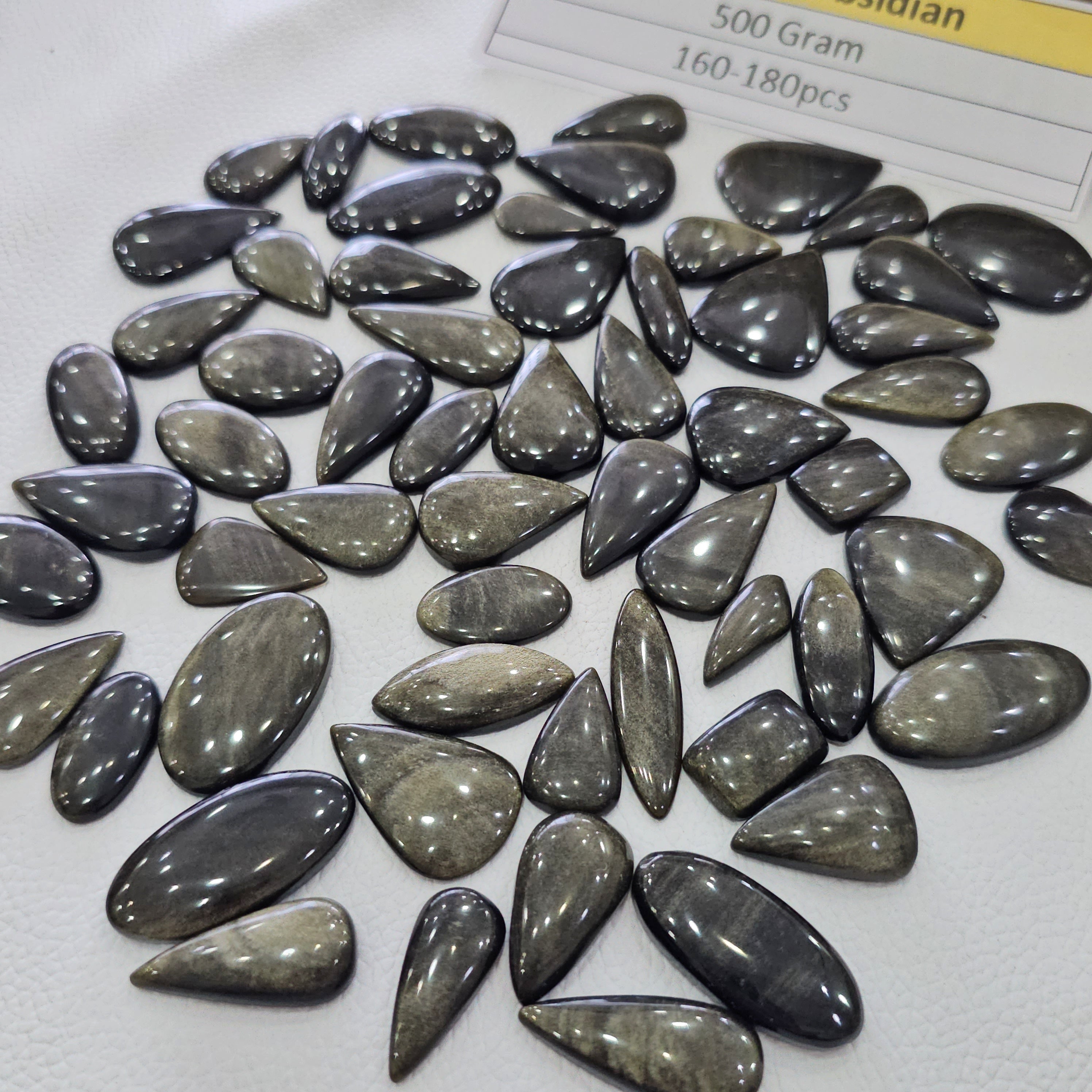 500 Grams Natural Golden Obsidian Cabochons | 15–45mm | 160–180 Pcs | Polished Gemstones - The LabradoriteKing