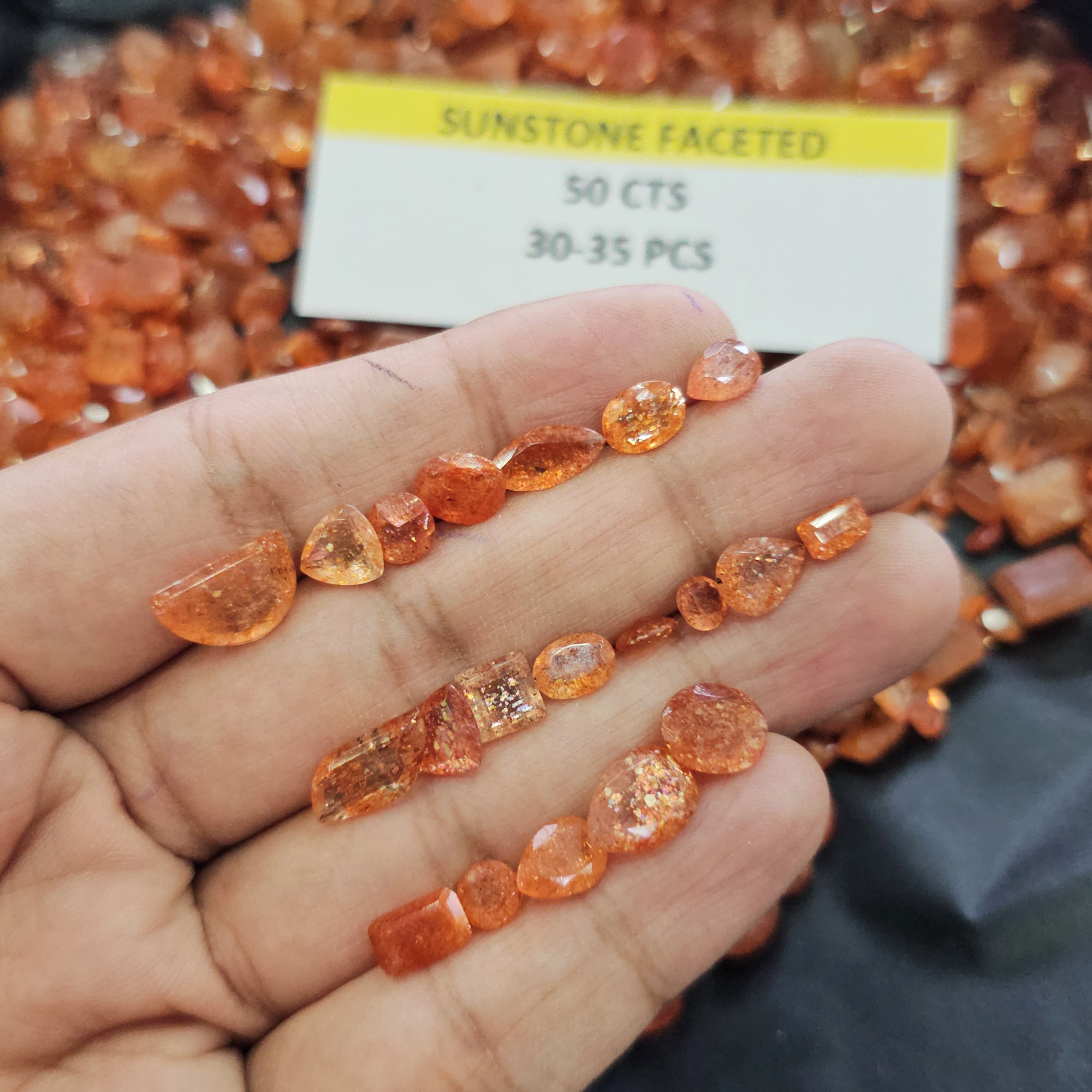 50 Carats of Natural Sunstone Faceted | 6–12mm | 30–40 Pcs | Mixed Shapes - The LabradoriteKing