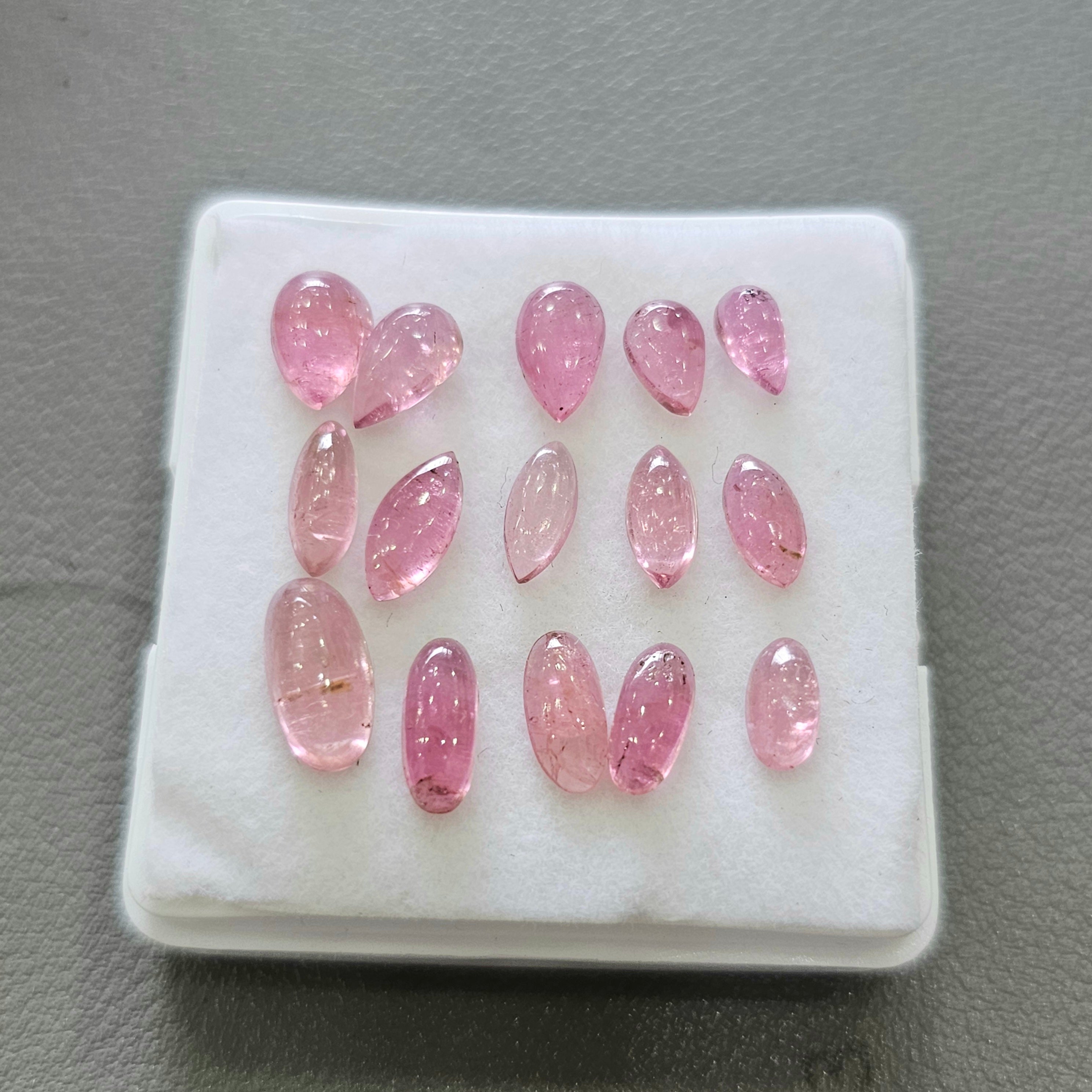 15 Pcs Natural Pink Tourmaline Cabochon  | Shape: Mix | Size: 6-10mm - The LabradoriteKing
