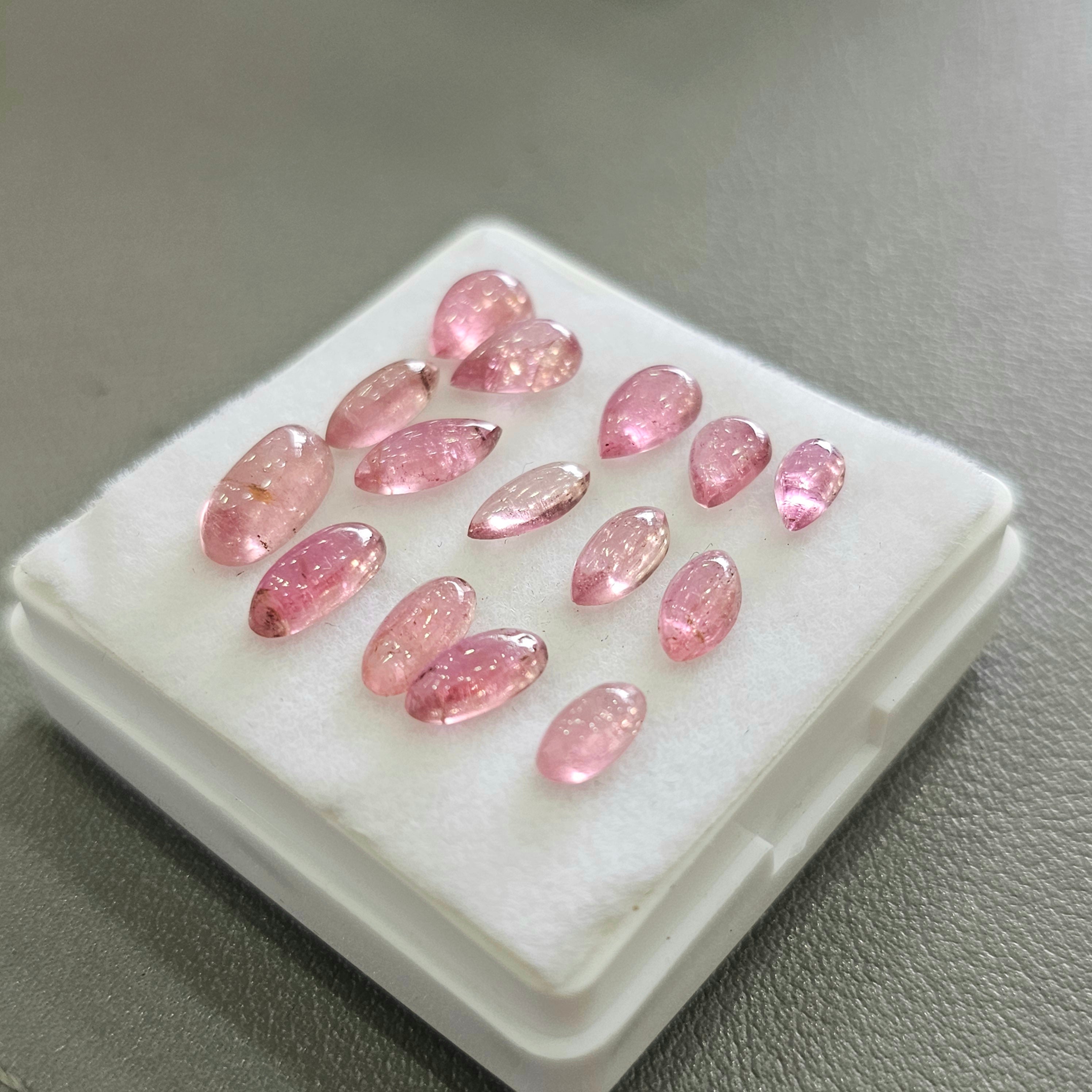15 Pcs Natural Pink Tourmaline Cabochon  | Shape: Mix | Size: 6-10mm - The LabradoriteKing