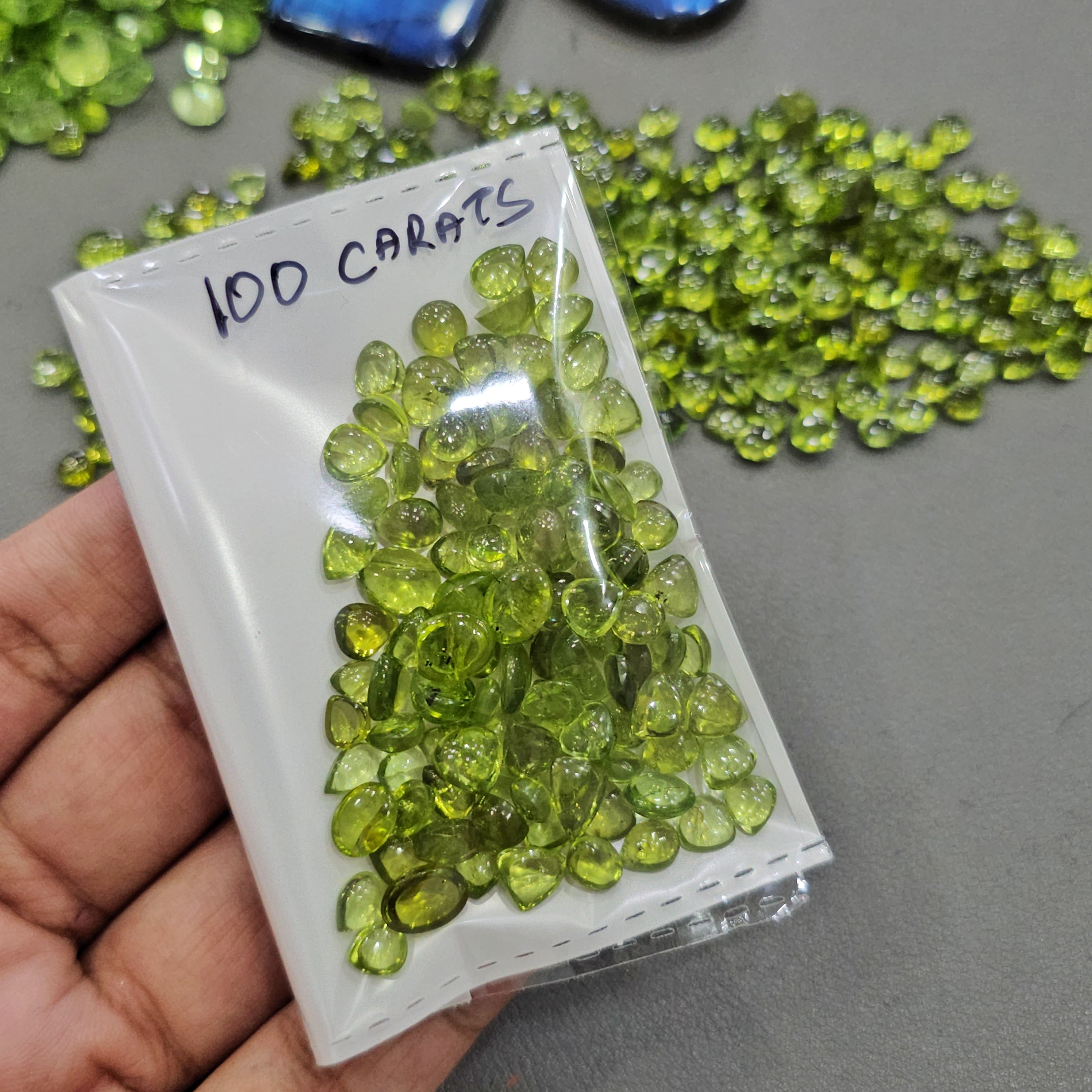 100cts of Natural Peridot Cabochons | 5–10mm | 70–80 Pcs - The LabradoriteKing