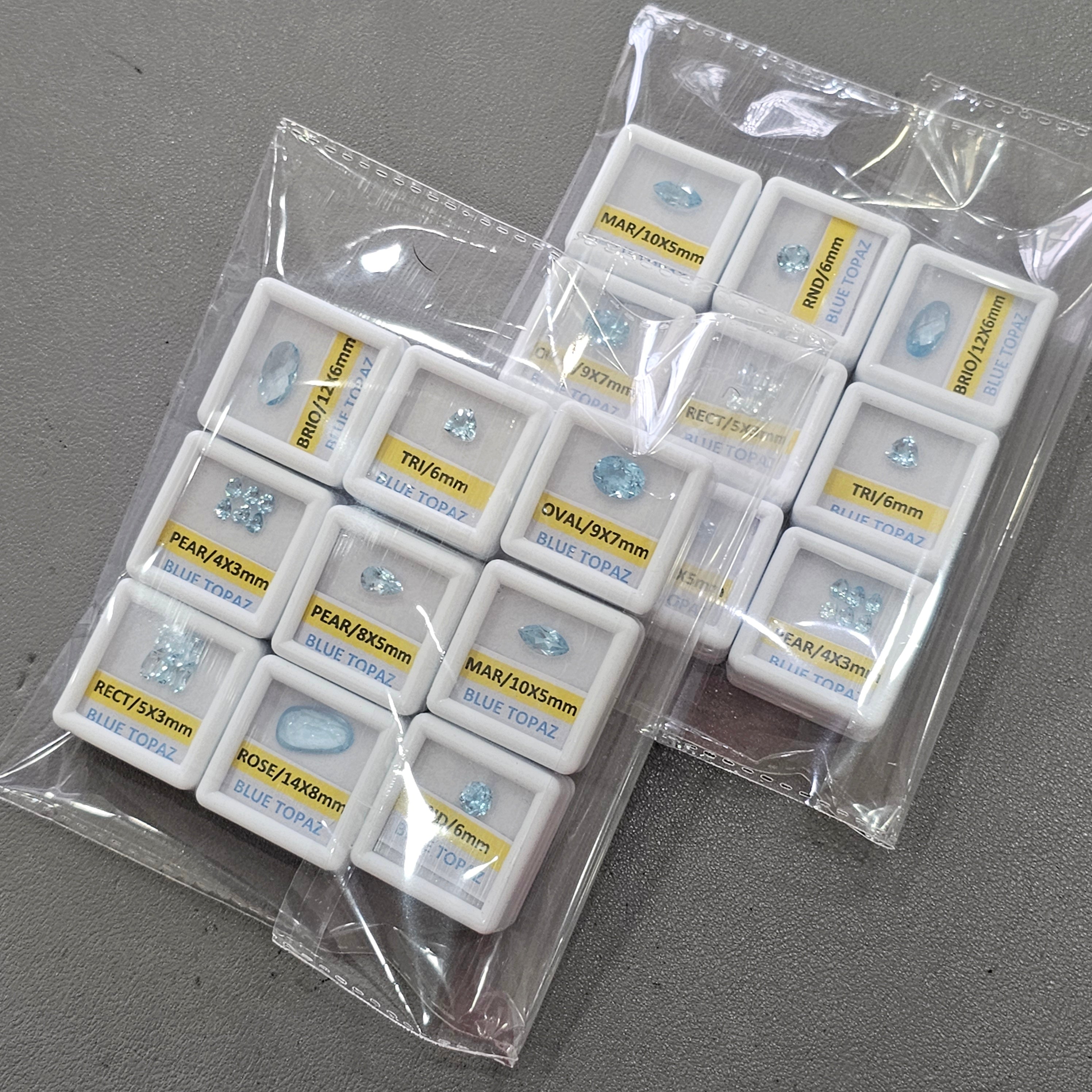 9 Boxes of Natural Blue Topaz | 4–14mm | Premium Quality Gemstones with Boxes
