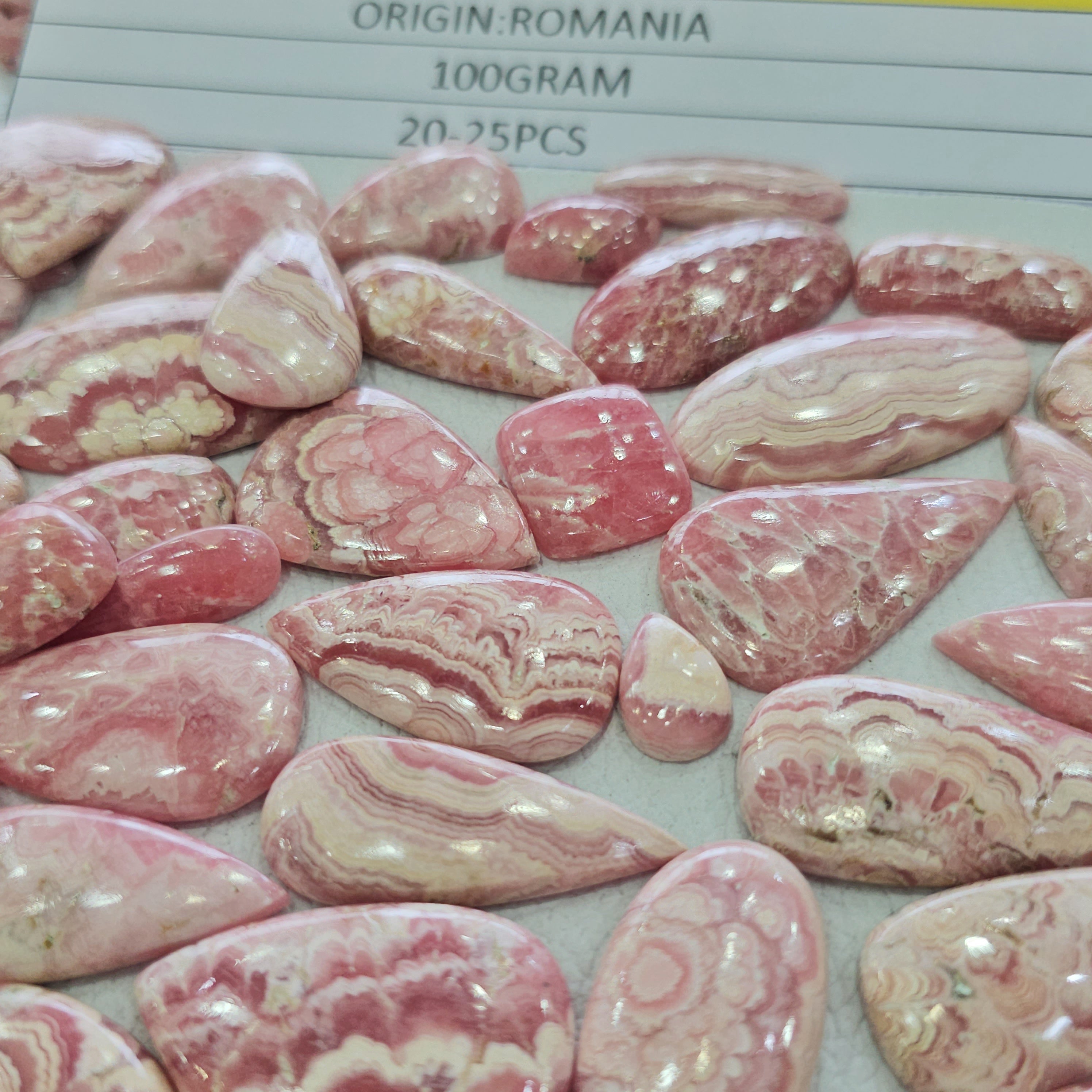 100 Grams Natural Rhodochrosite Gemstones | 15–45mm | 15–20 Pcs | Top Quality