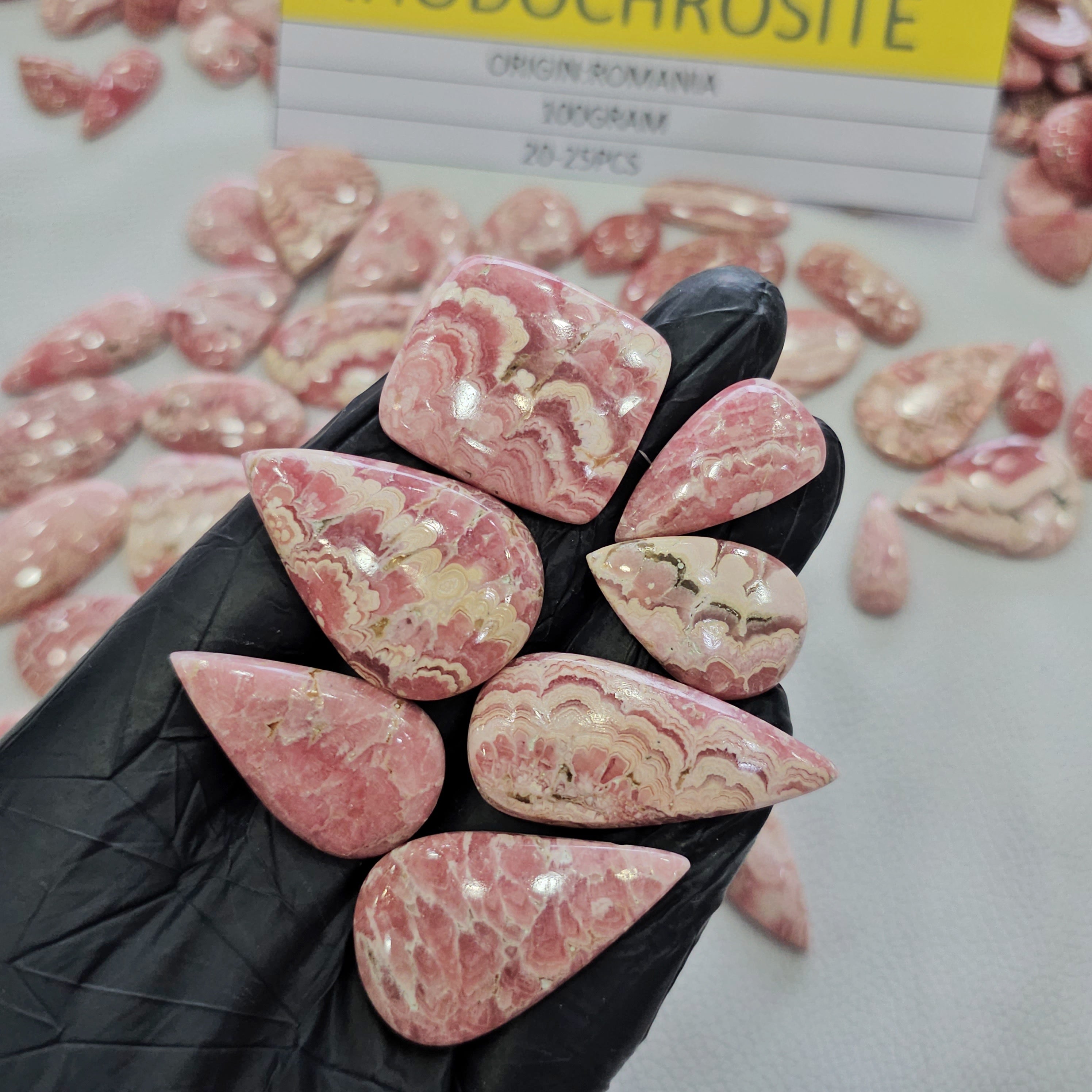 100 Grams Natural Rhodochrosite Gemstones | 15–45mm | 15–20 Pcs | Top Quality