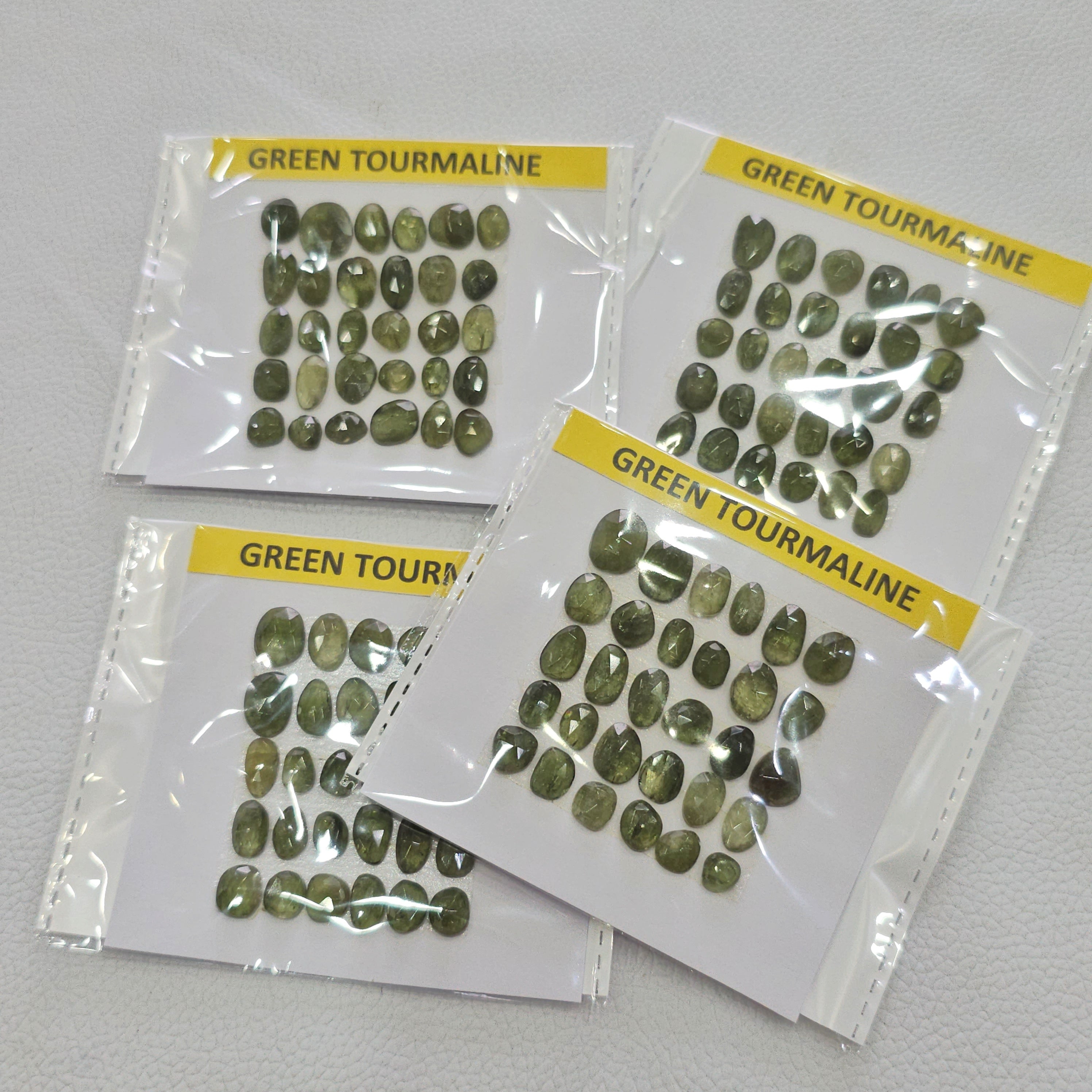 1 Card Of Green Tourmaline rosecuts with flat backs | 30 Pcs | 6-11mm