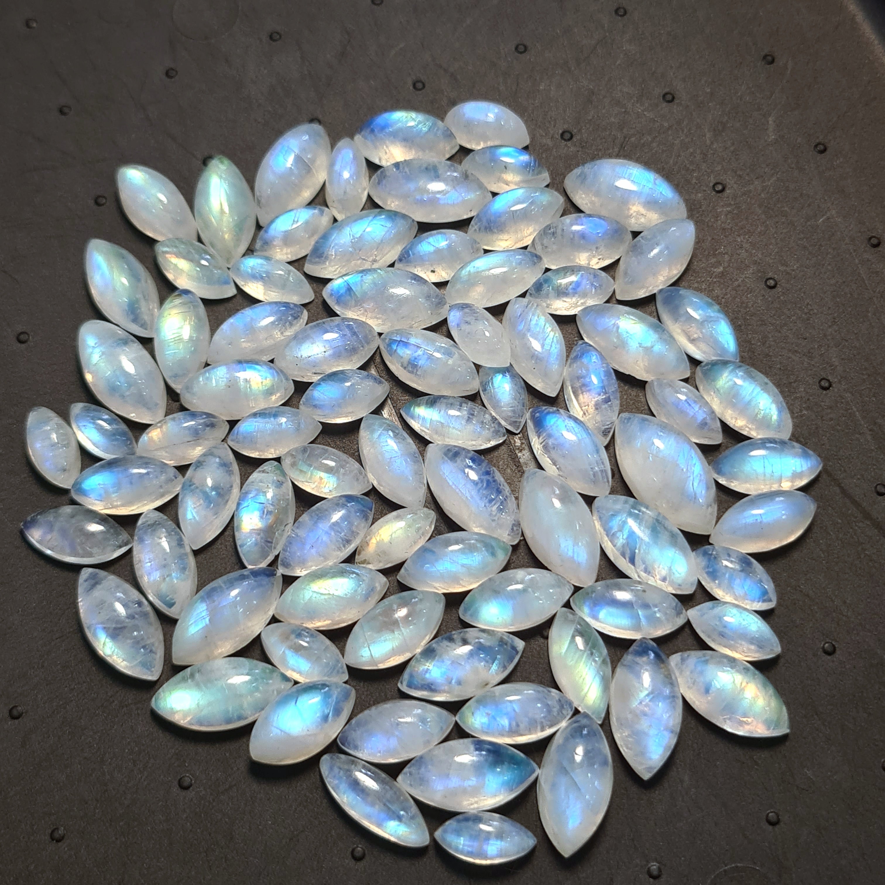 79 Pcs Natural Moonstone Cabochon | Shape: Marquise | Size: 10-14mm - The LabradoriteKing