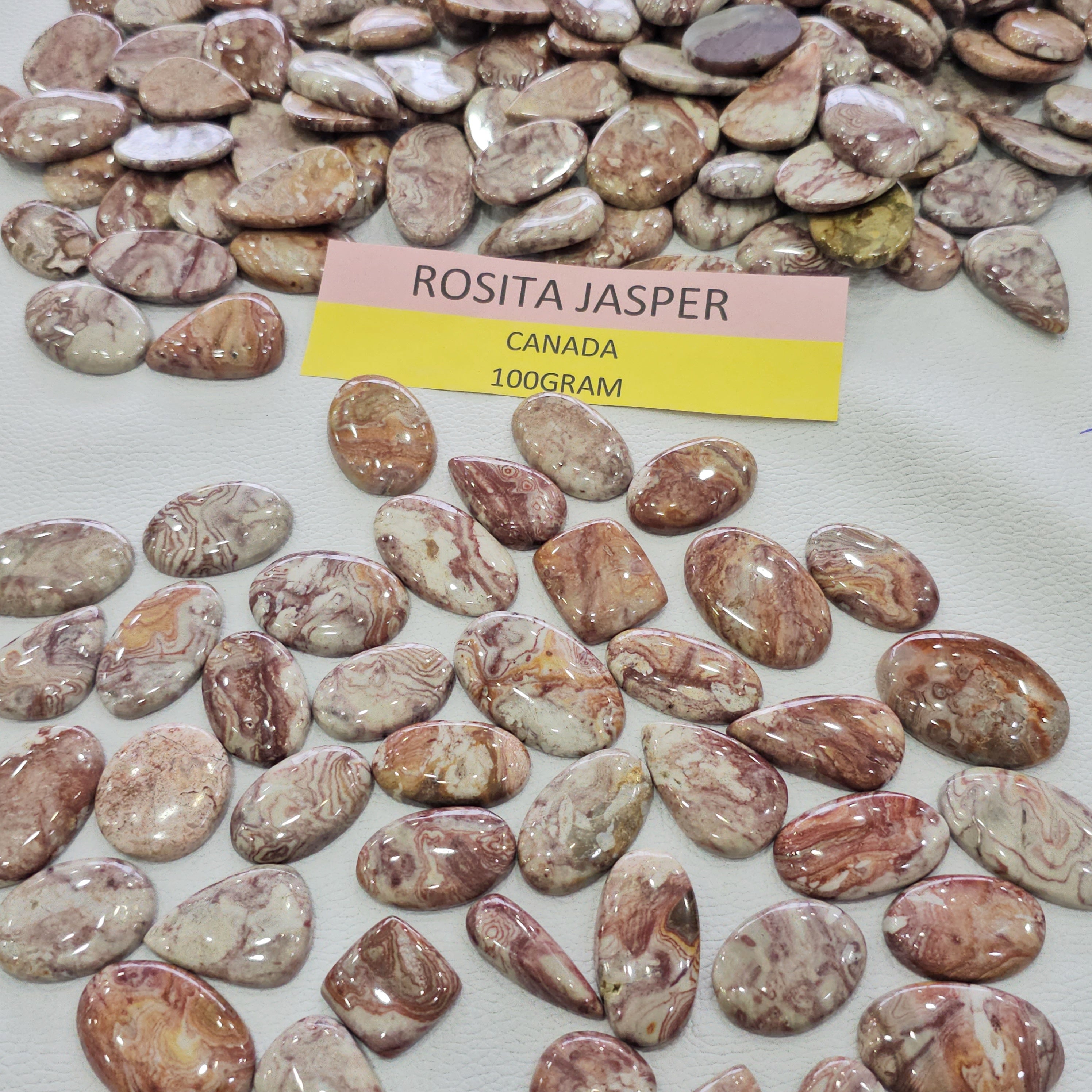 100 Grams Natural Rosita Jasper Gemstones | 20–45mm | 12–15 Pcs | Mixed Shapes