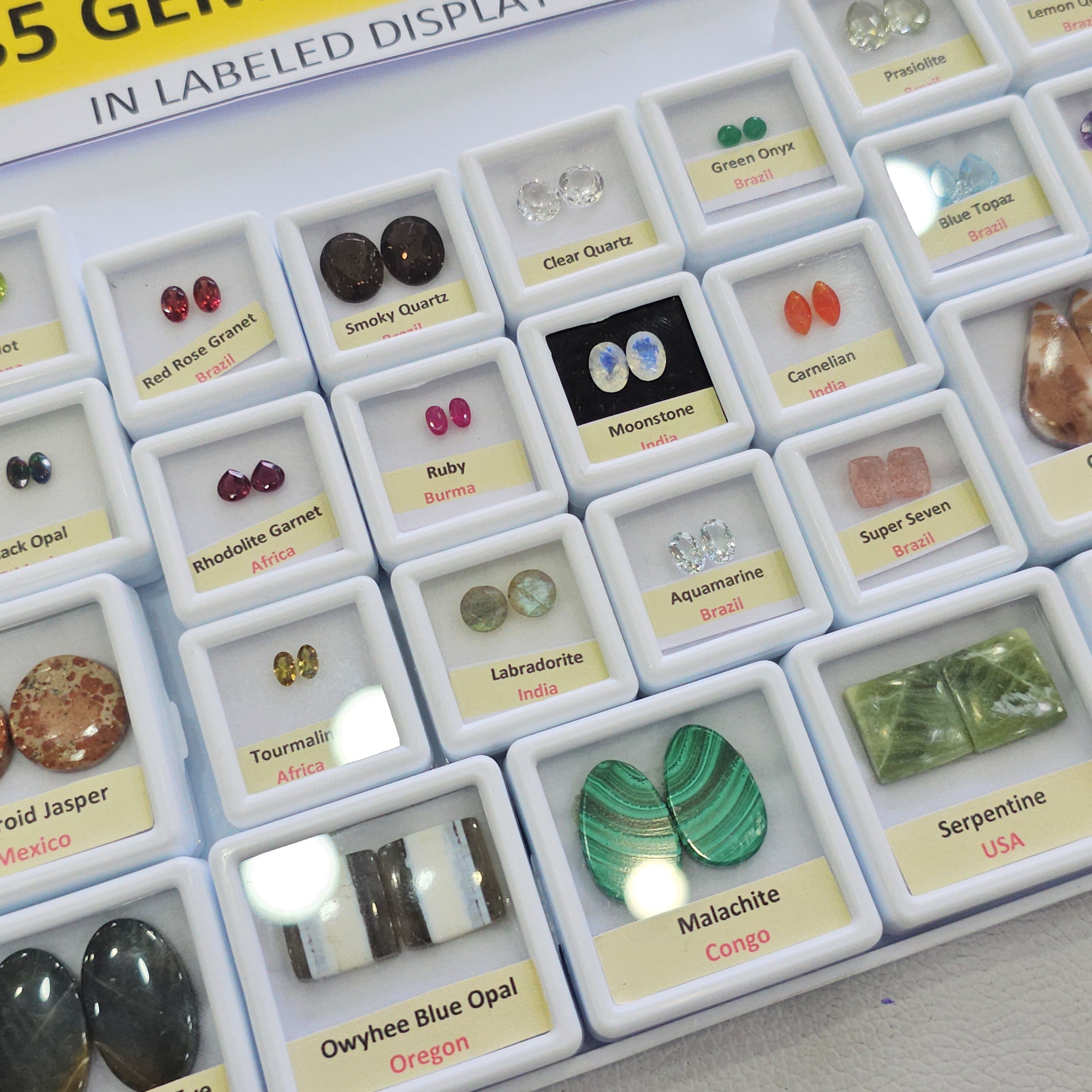 35 Box of Pair Gemstone | Labeled Boxes | Natural Earth-Mined Gemstones