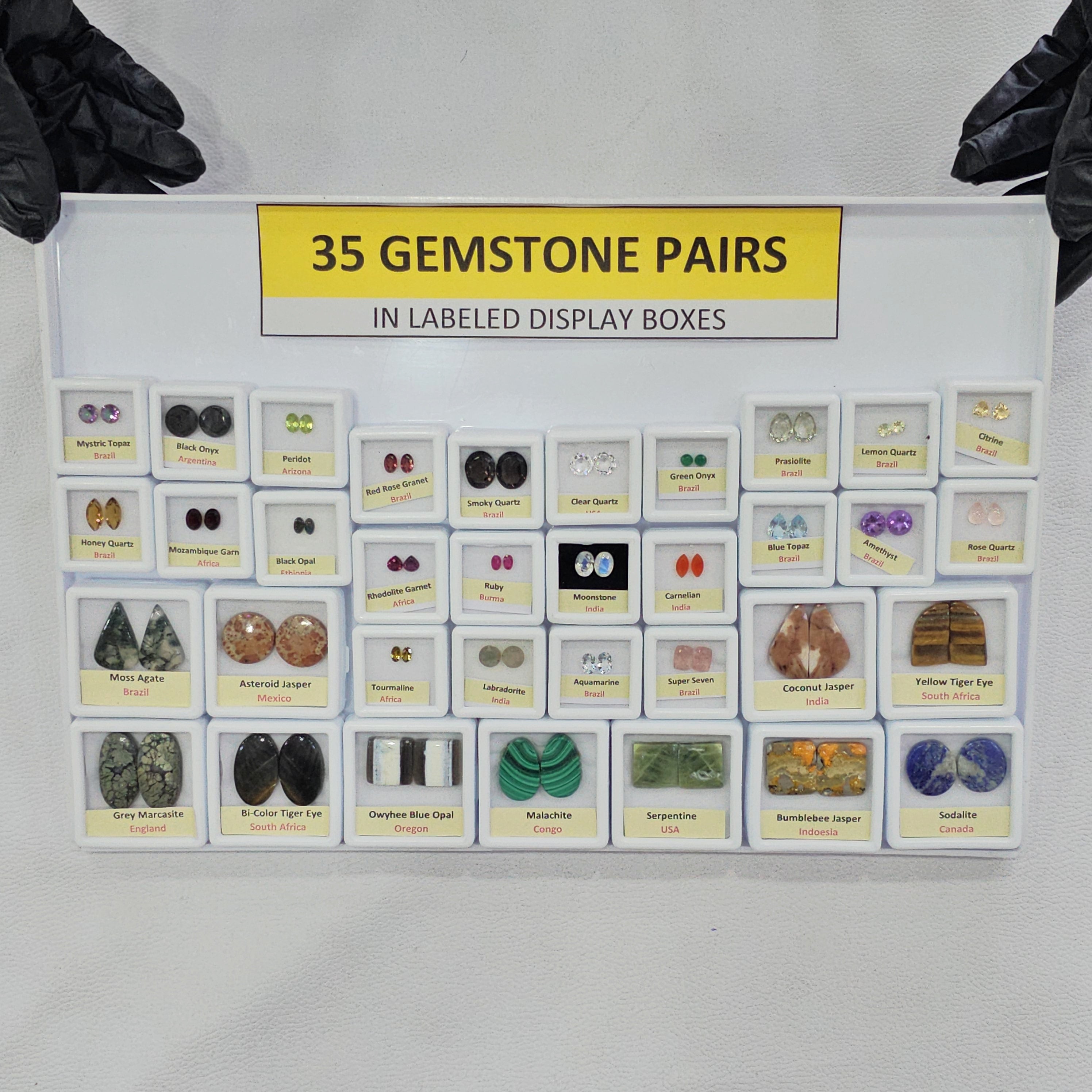 35 Box of Pair Gemstone | Labeled Boxes | Natural Earth-Mined Gemstones