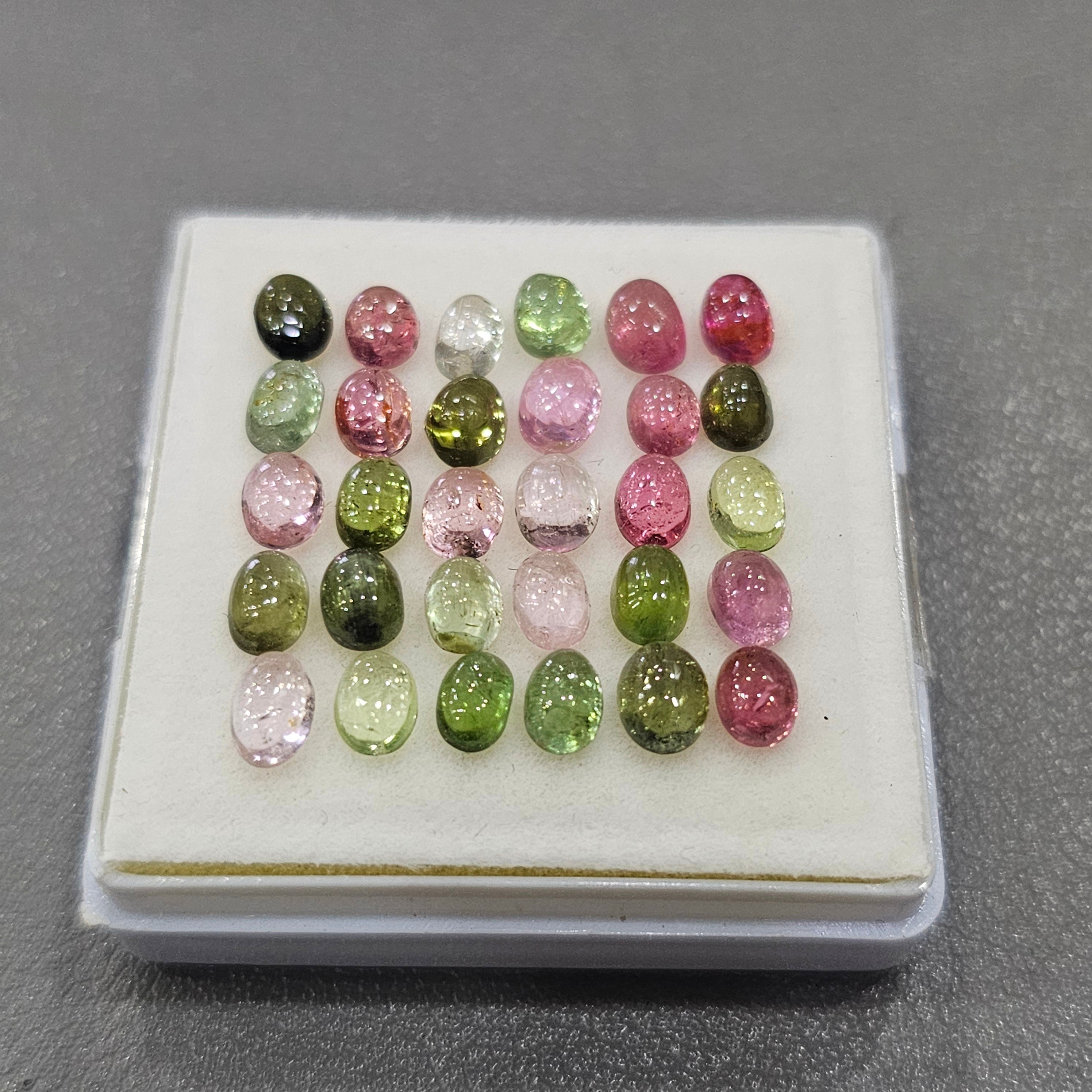 30 Pcs Natural Multi Tourmaline Cabochon | Mix | Size: 5-6mm - The LabradoriteKing