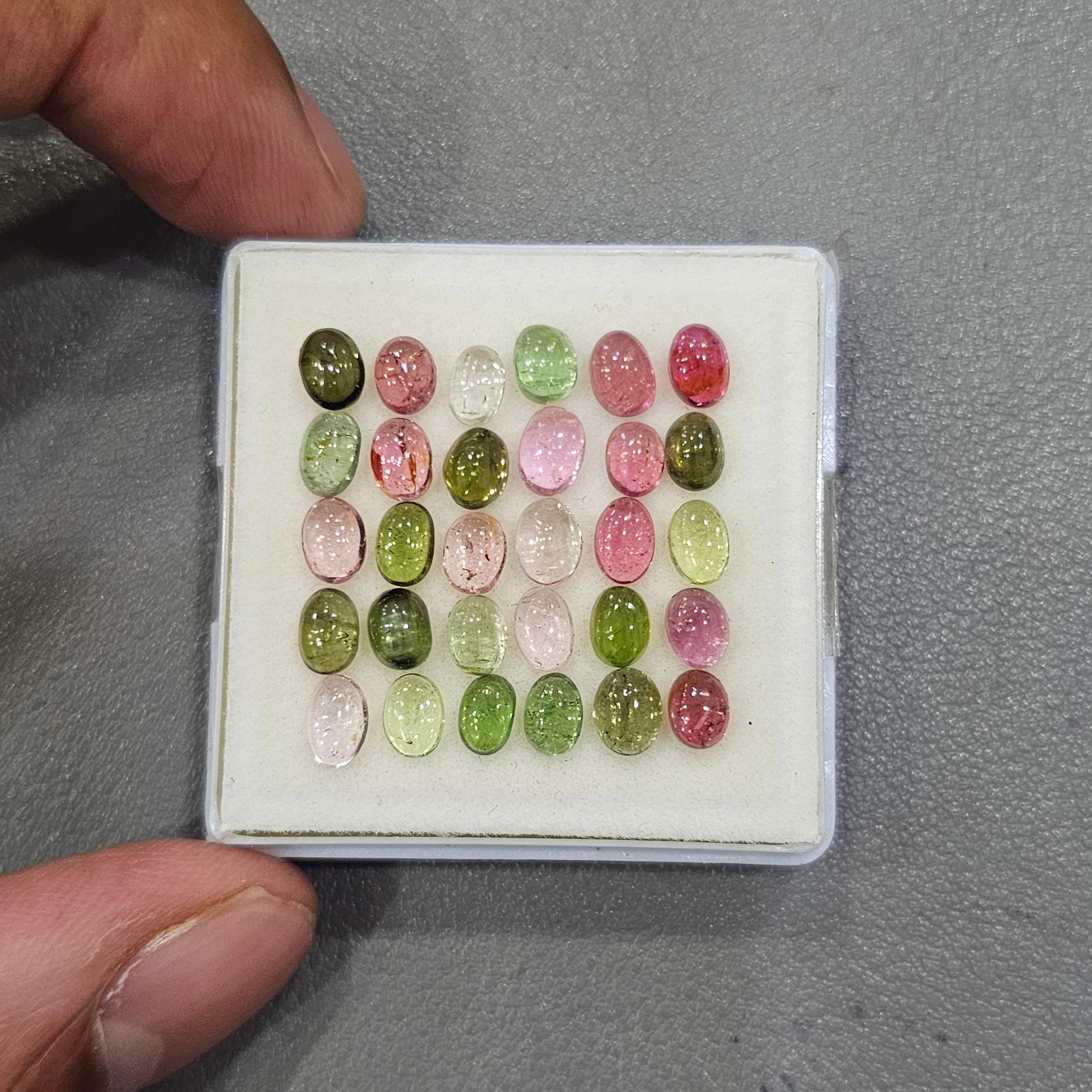 30 Pcs Natural Multi Tourmaline Cabochon | Mix | Size: 5-6mm - The LabradoriteKing
