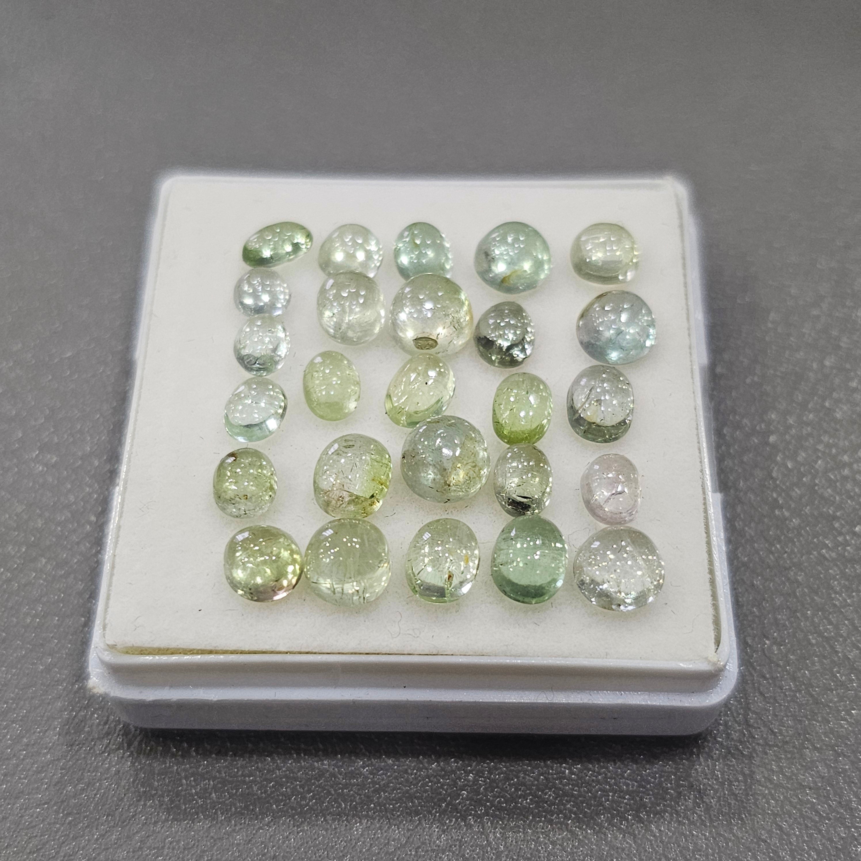 26 Pcs Natural Green Tourmaline Cabochon | Mix | Size: 4-6mm
