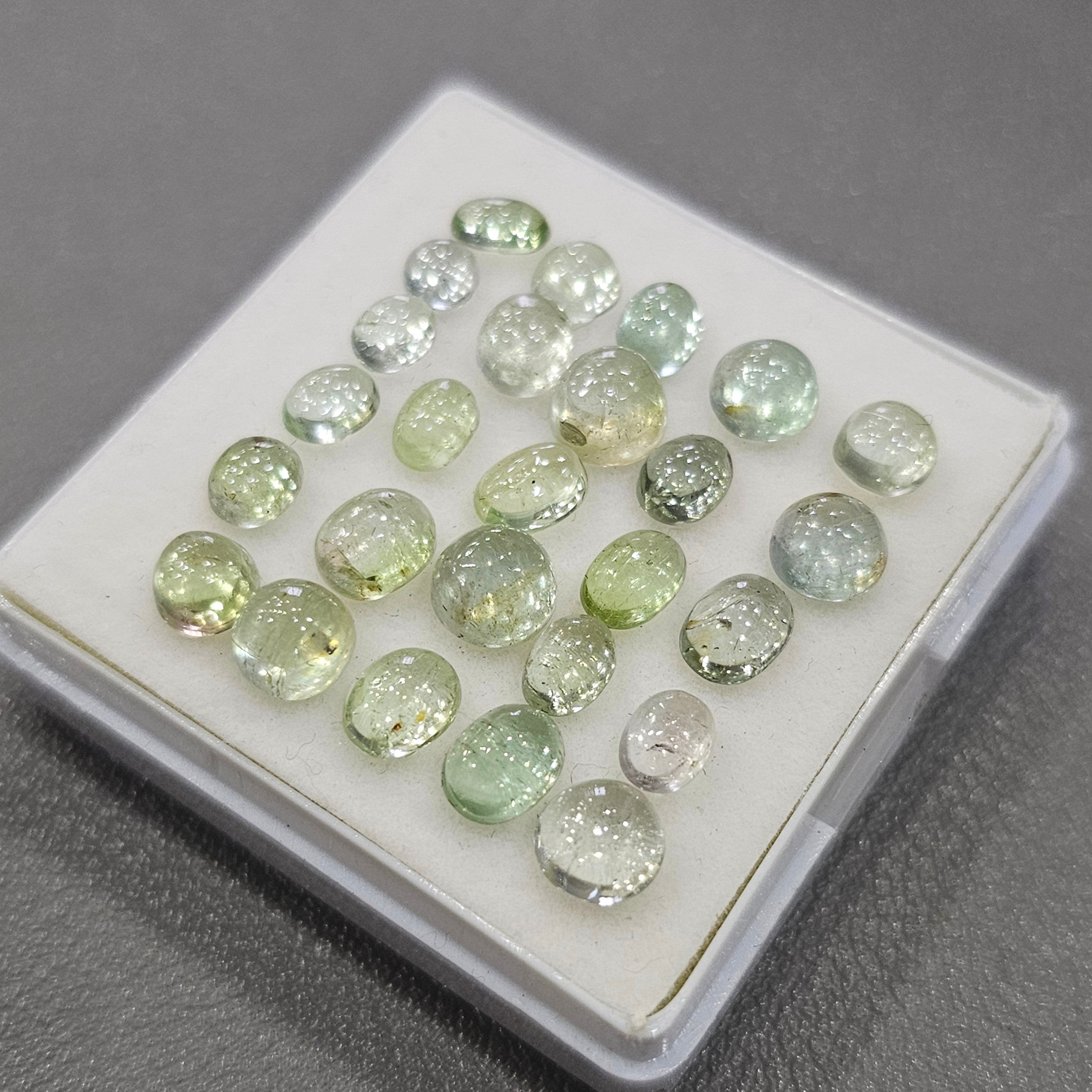 26 Pcs Natural Green Tourmaline Cabochon | Mix | Size: 4-6mm
