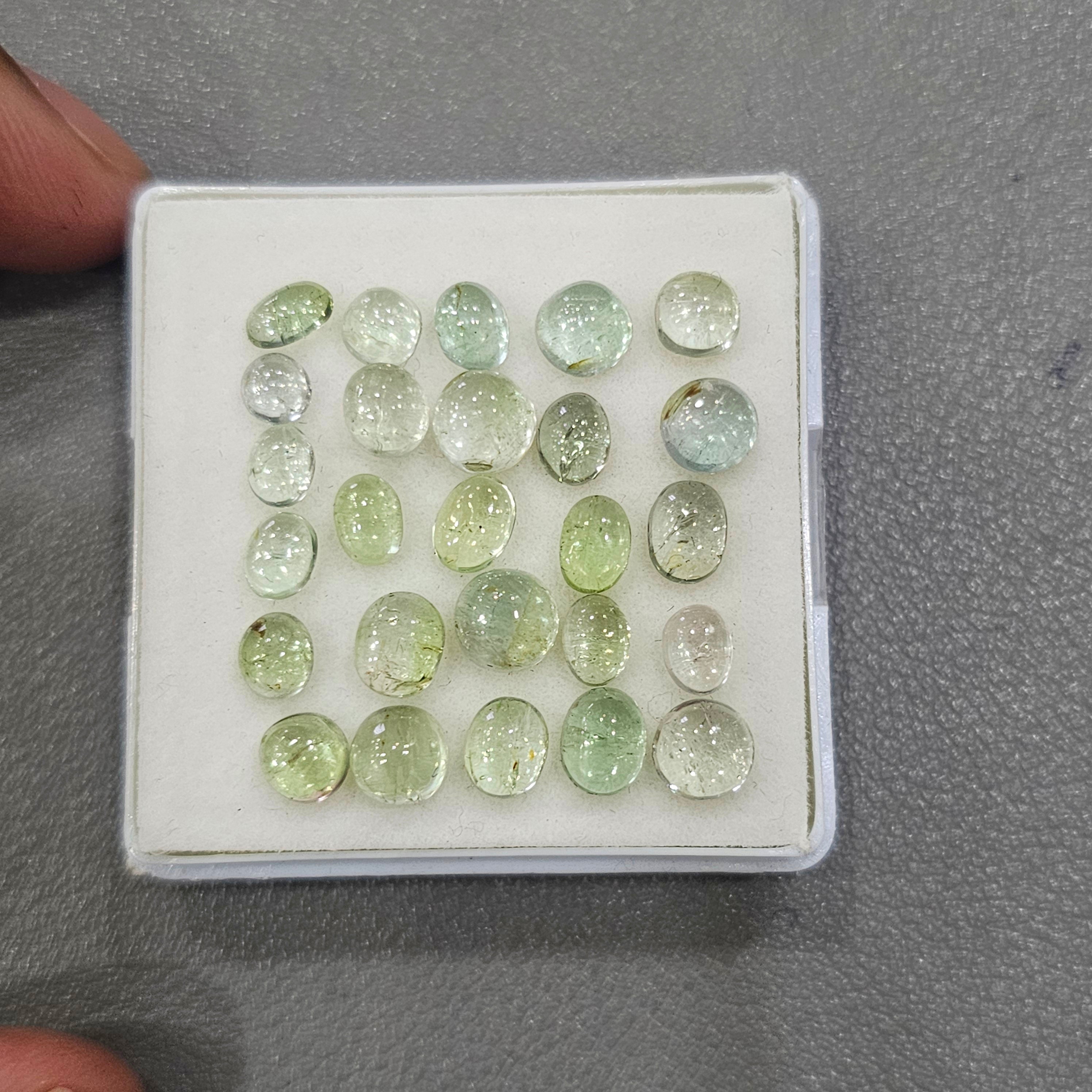 26 Pcs Natural Green Tourmaline Cabochon | Mix | Size: 4-6mm