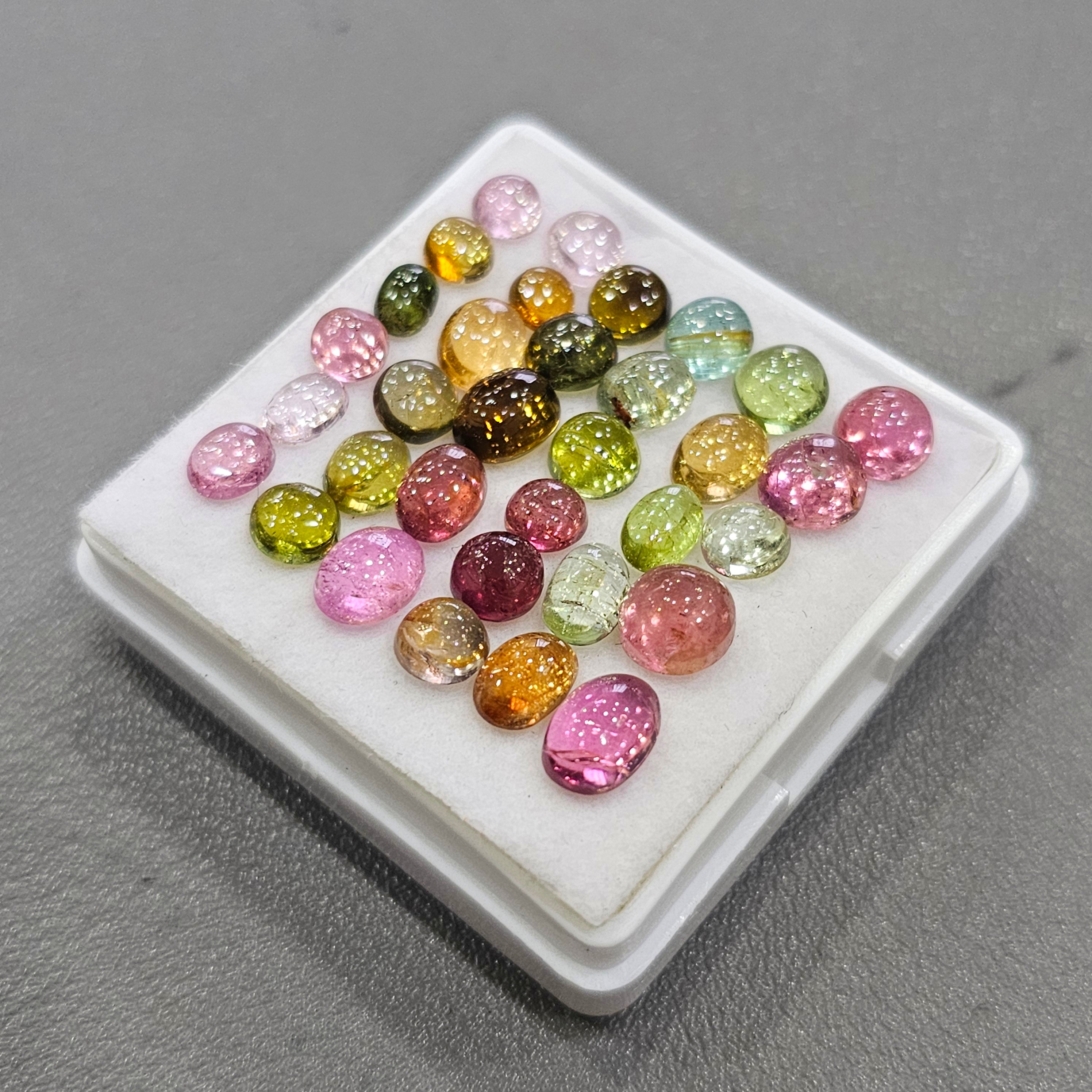 32 Pcs Natural Multi Tourmaline Cabochon | Mix | Size: 4-7mm