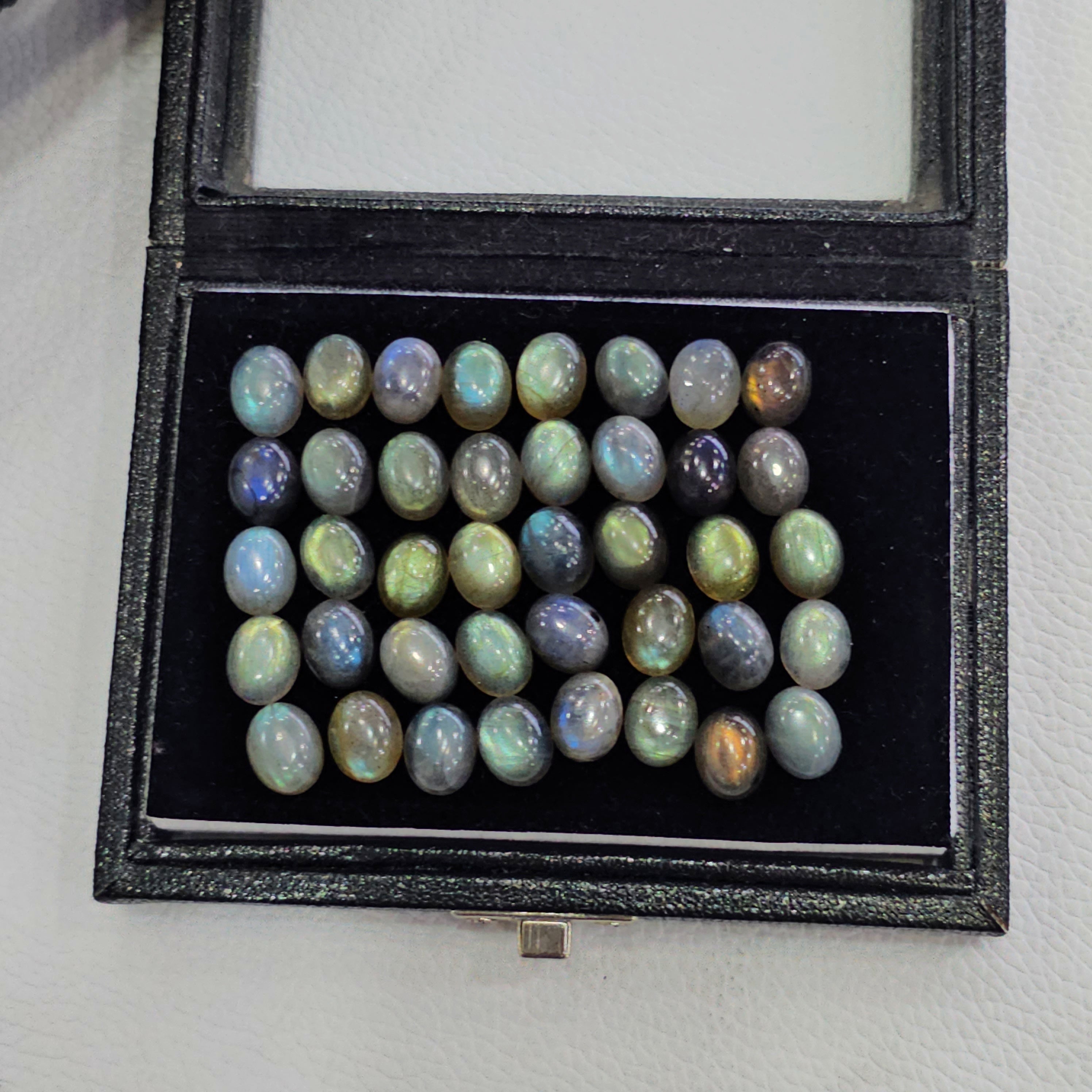 40 Pcs Labradorite Cabochons | 10x8mm | Oval Shape Gemstones