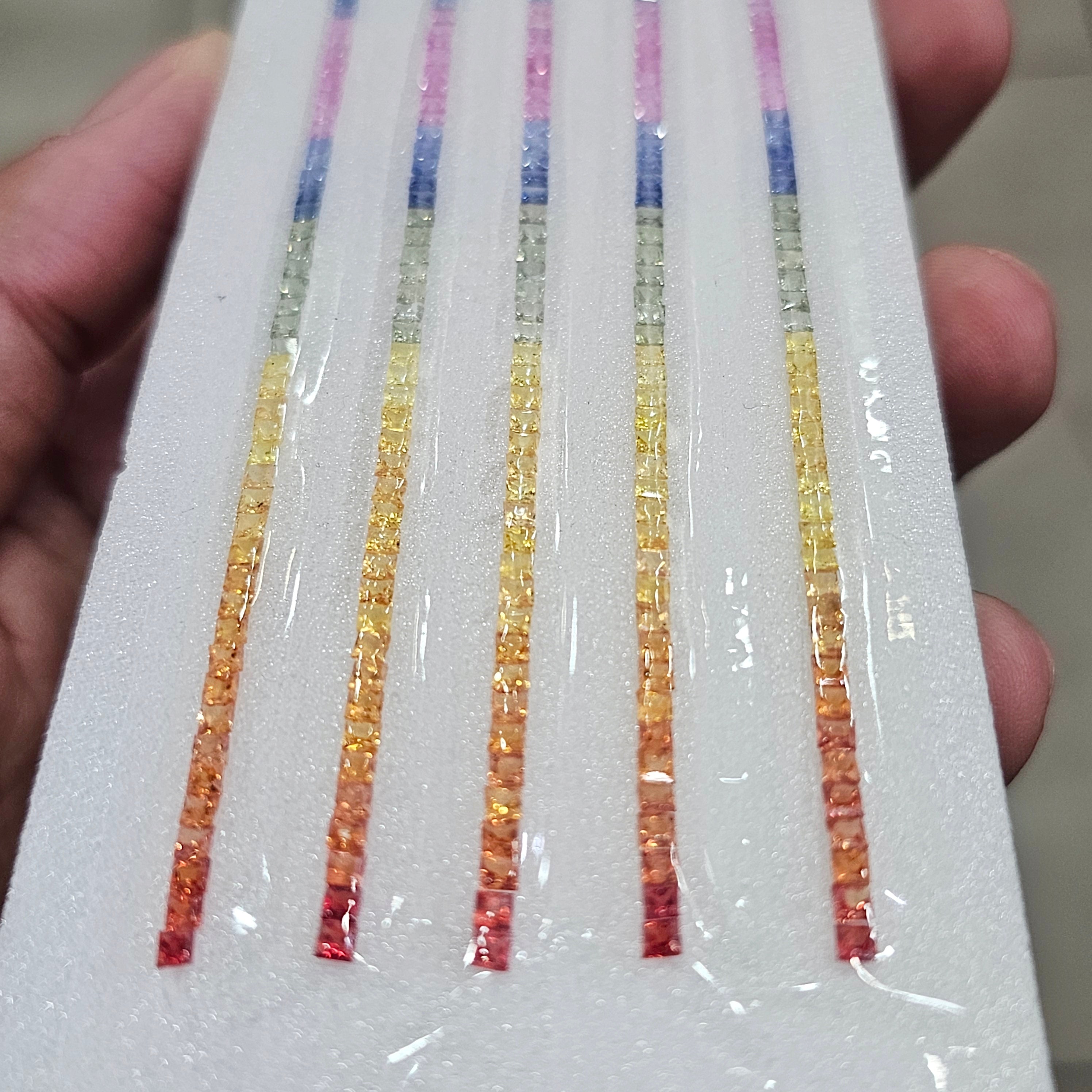 Natural Rainbow Sapphire 7'' Inches Line  | One Line is 2.3mm Square | 6.65cts