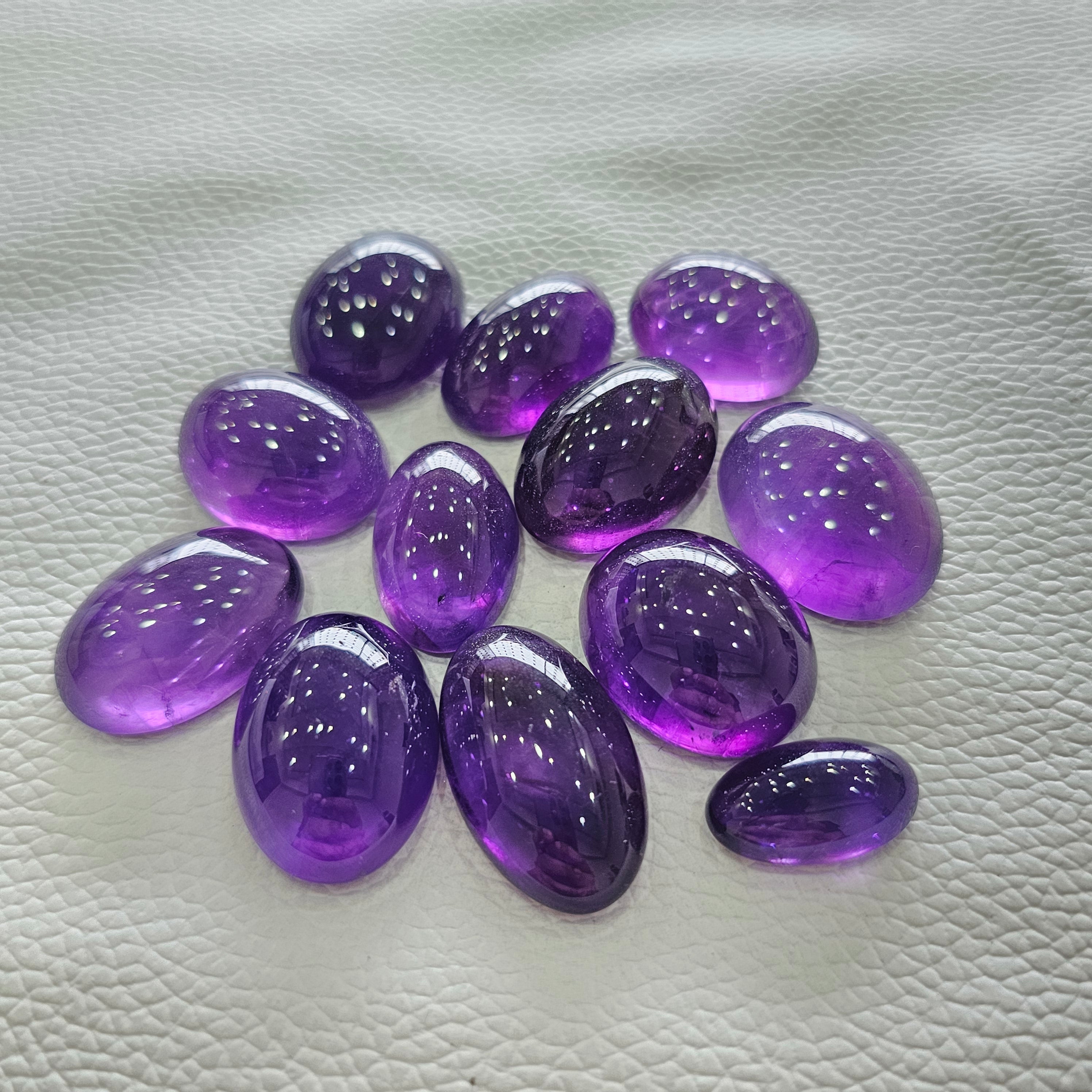 12 Pcs Of Natural Large Amethyst Cabochon | Oval | Size:18-27mm
