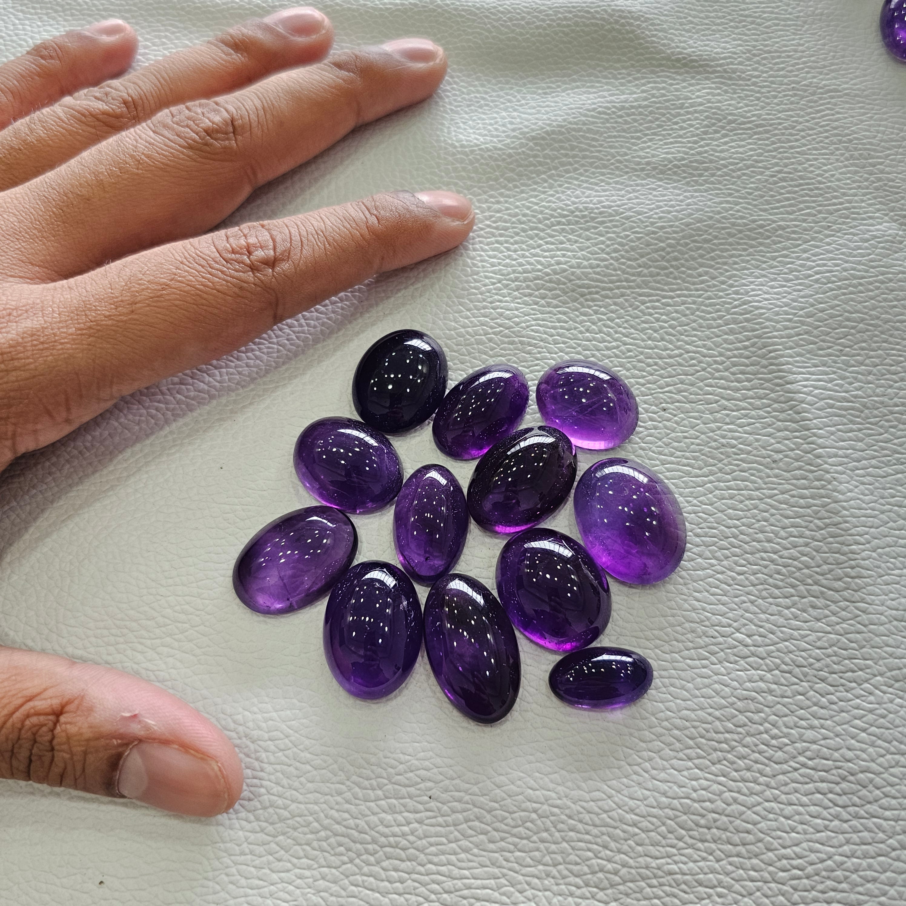 12 Pcs Of Natural Large Amethyst Cabochon | Oval | Size:18-27mm