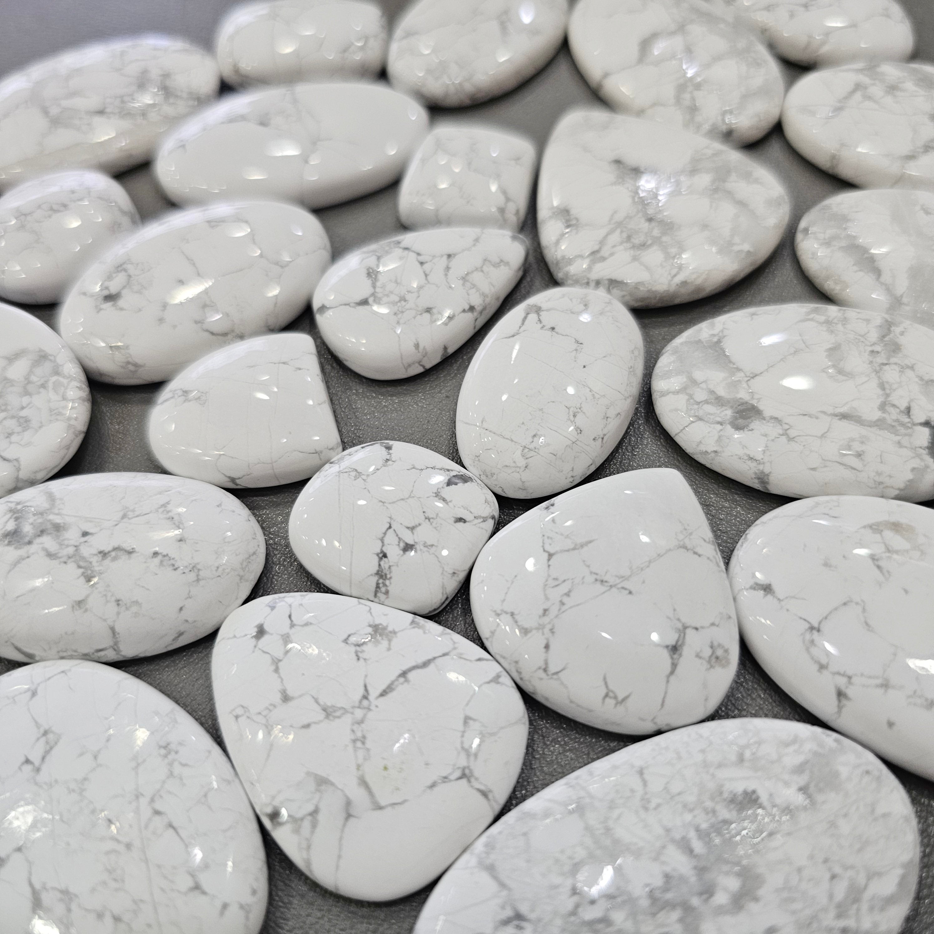 500 Grams / 1Kg of Natural White Howlite Cabochons | 25–53mm | 40–50 Pcs