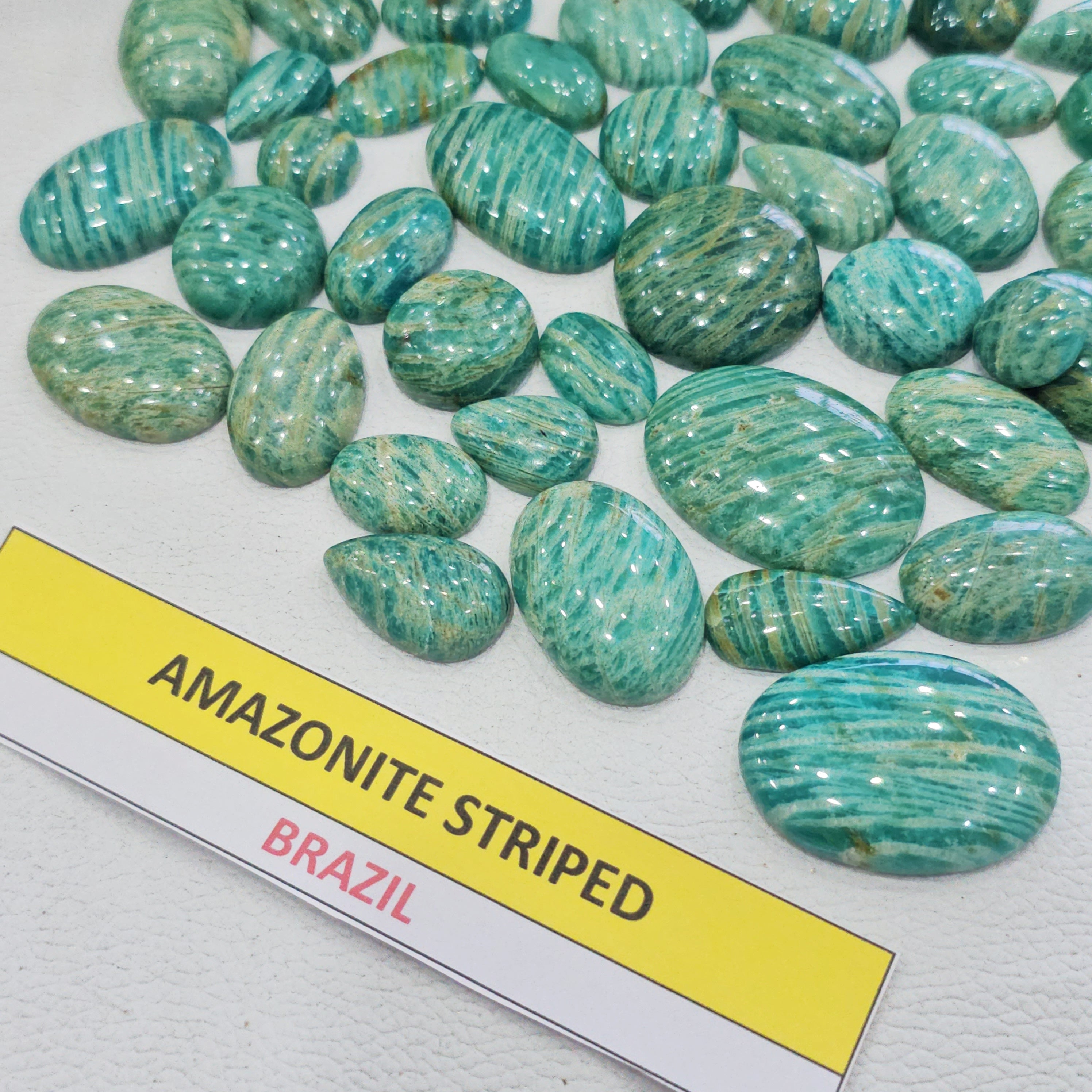 500 Grams of Natural Natural Amazonite Striped Cabochons | 20–40mm | 60–80 Pcs