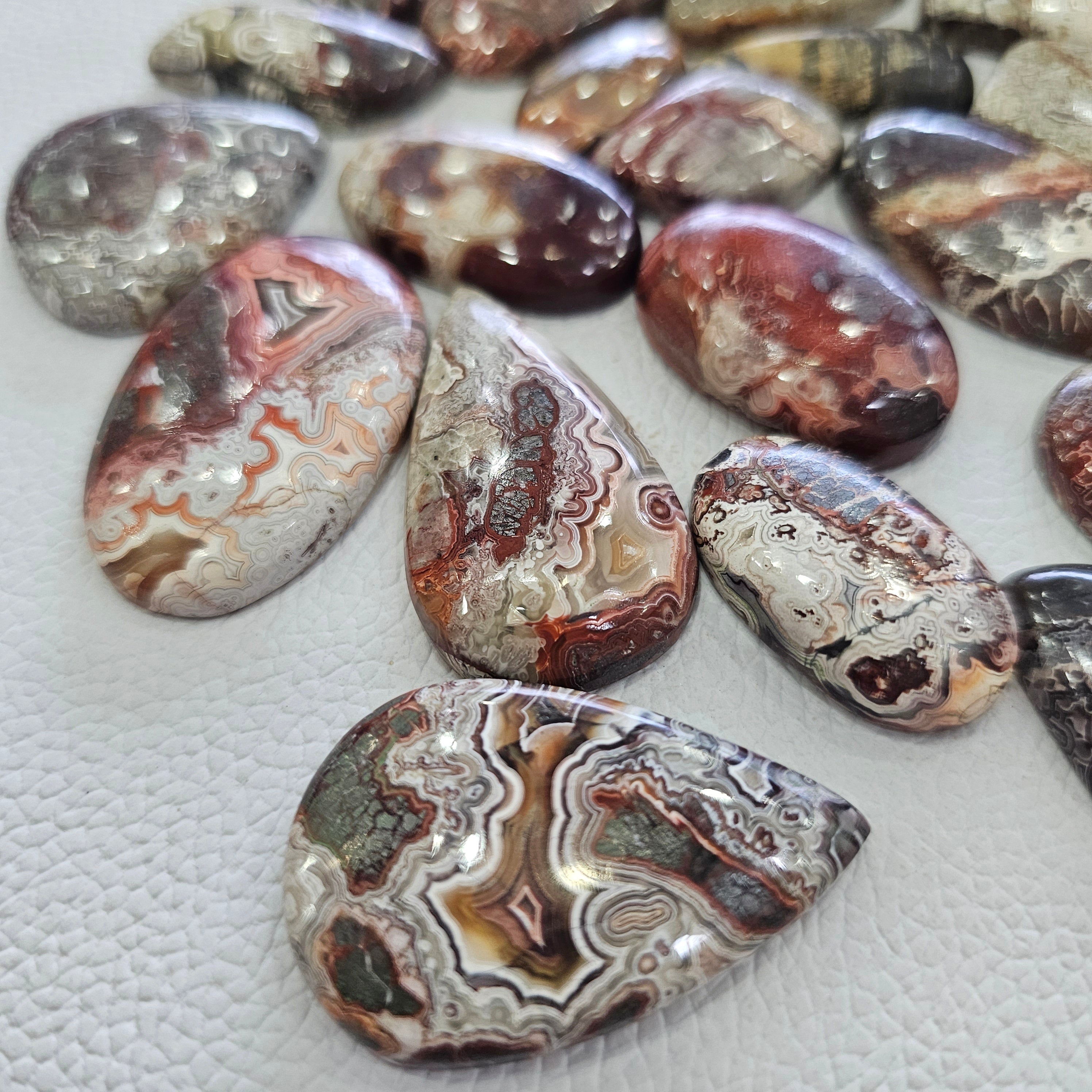 500 Grams of Natural Mexican Crazy Lace Agate Cabochons | 22–45mm | 50–70 Pcs