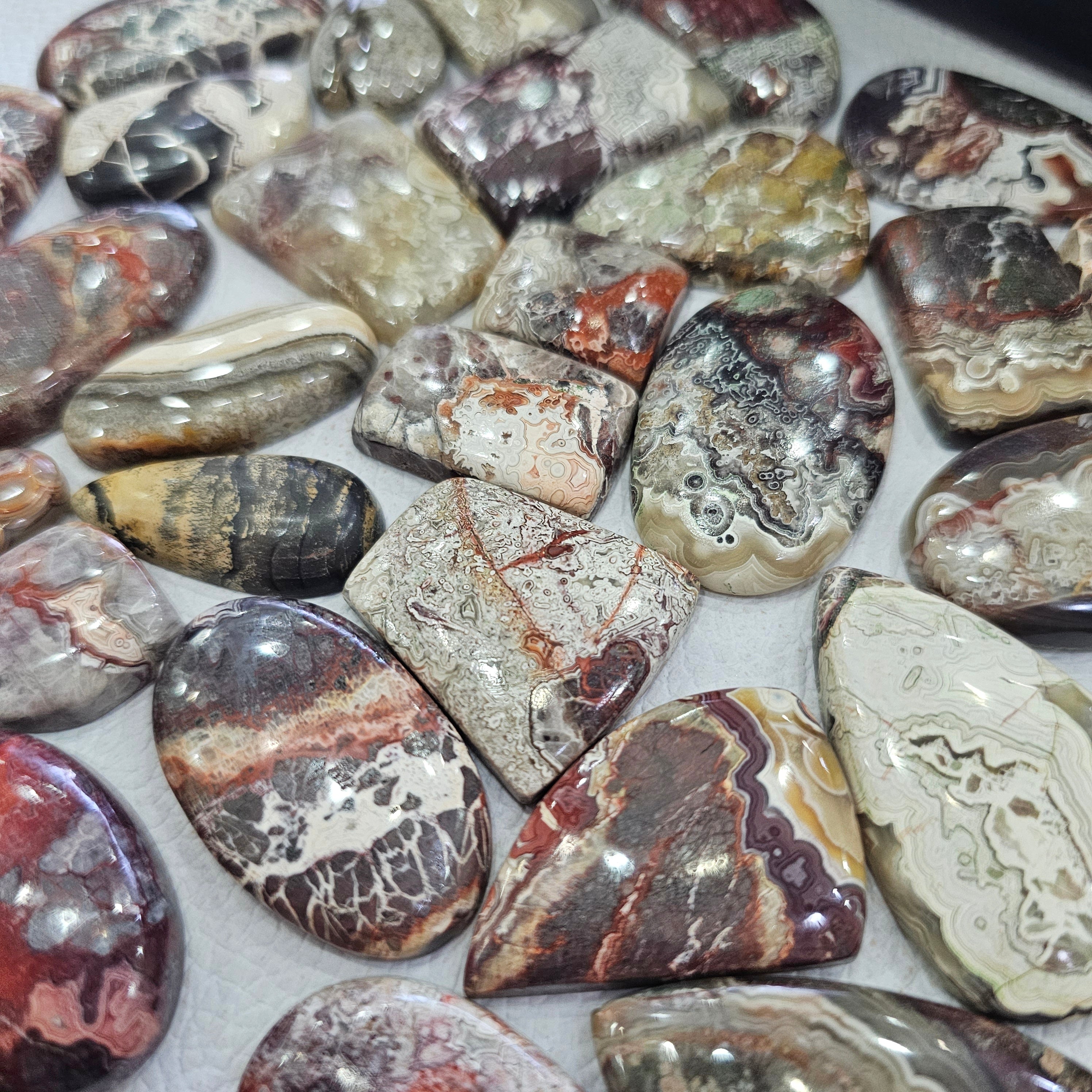 500 Grams of Natural Mexican Crazy Lace Agate Cabochons | 22–45mm | 50–70 Pcs