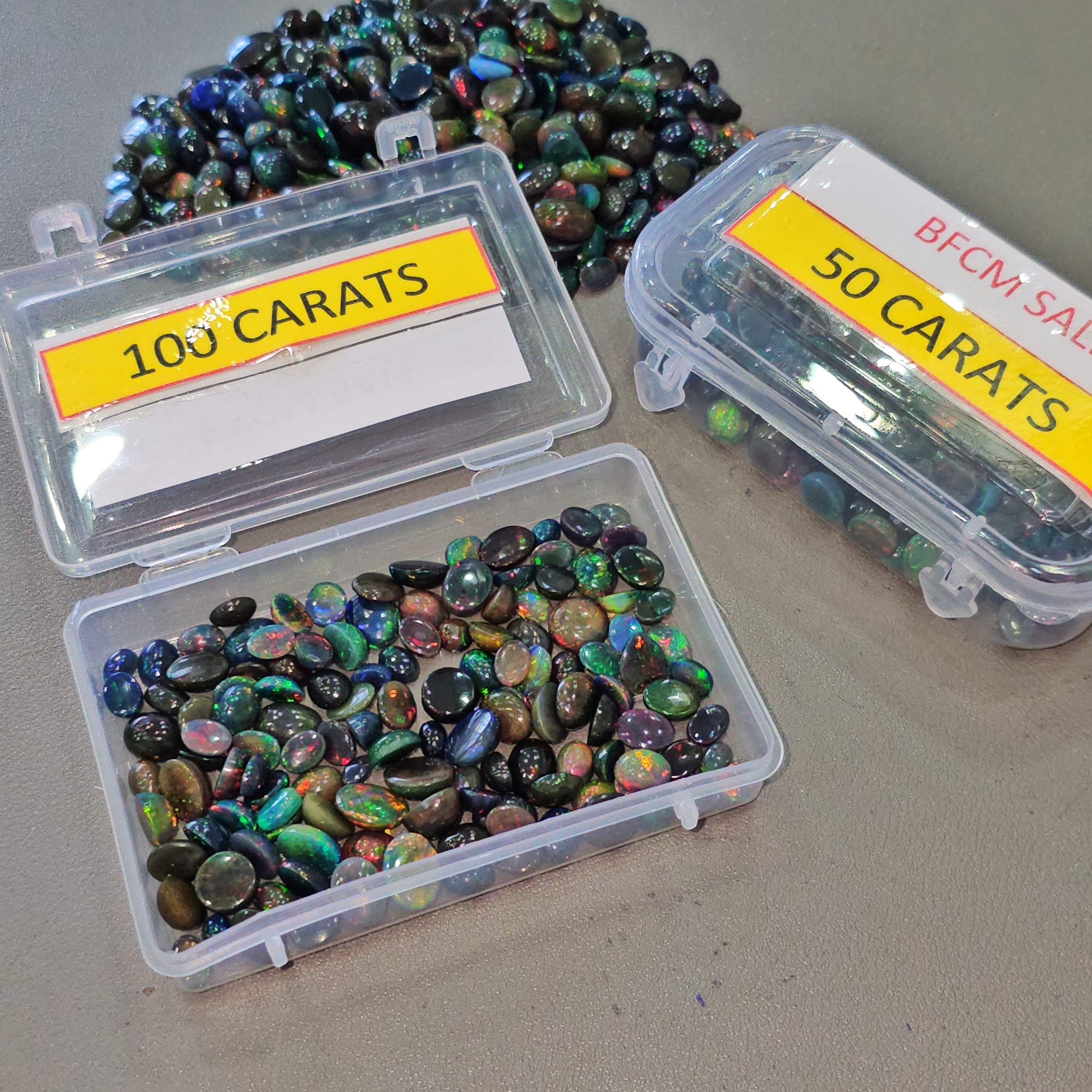 Week 1: 50Cts of Natural Black Opal Cabochons | 5–9mm | 50–60 Pcs | M