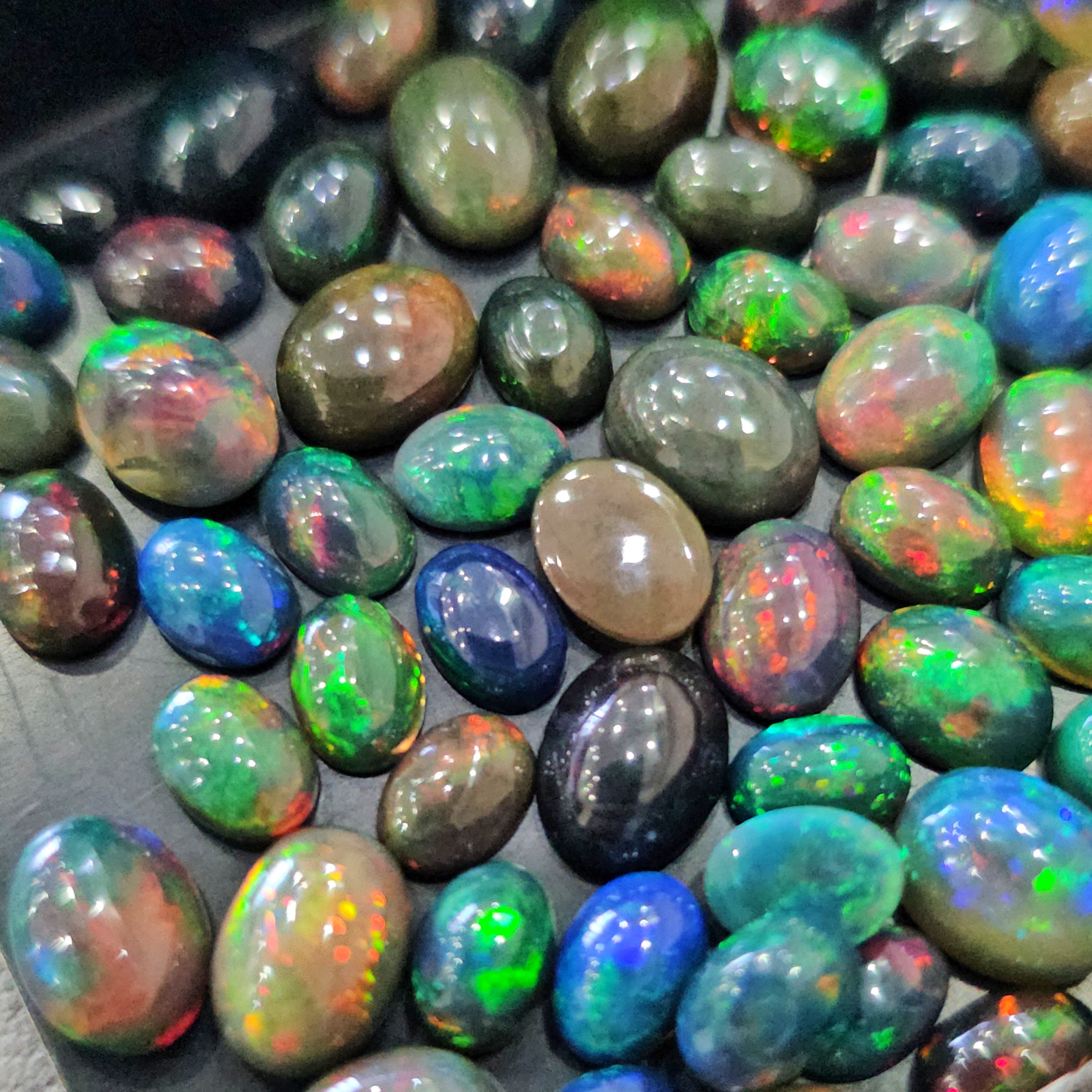 Week 1: 50Cts of Natural Black Opal Cabochons | 5–9mm | 50–60 Pcs | M