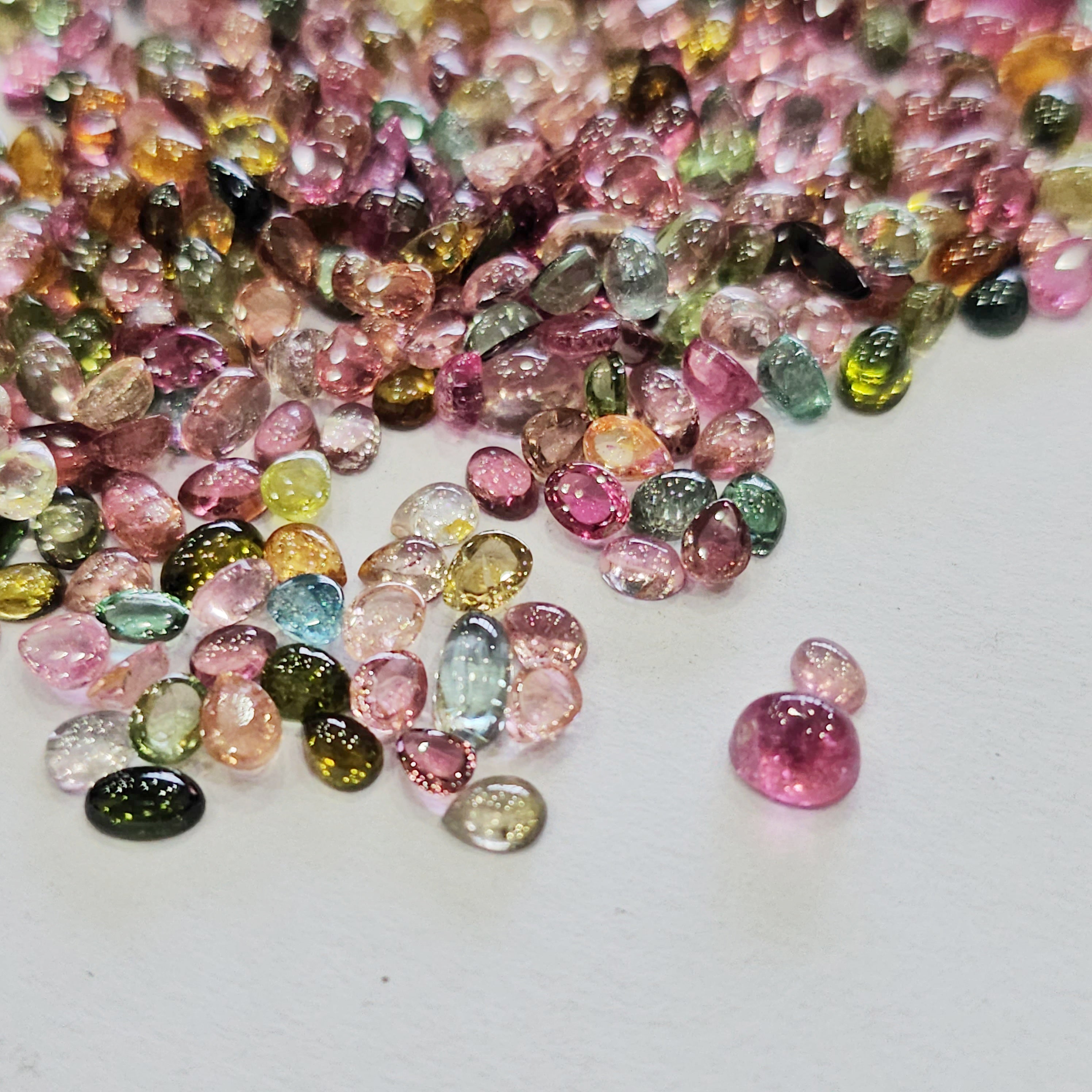 Week2: 20Cts Multi Tourmaline Cabochons | 3–6mm | 80–100 Pcs | Mixed Shapes