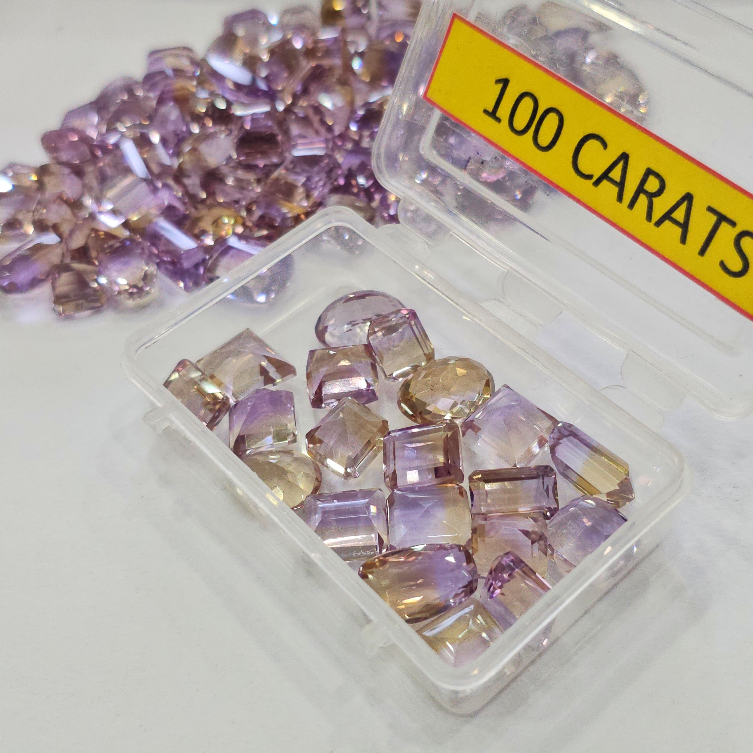 Week2: 100Cts Natural Ametrine Faceted Flawless | 10–18mm | 15–18 Pcs | Mixed Shapes