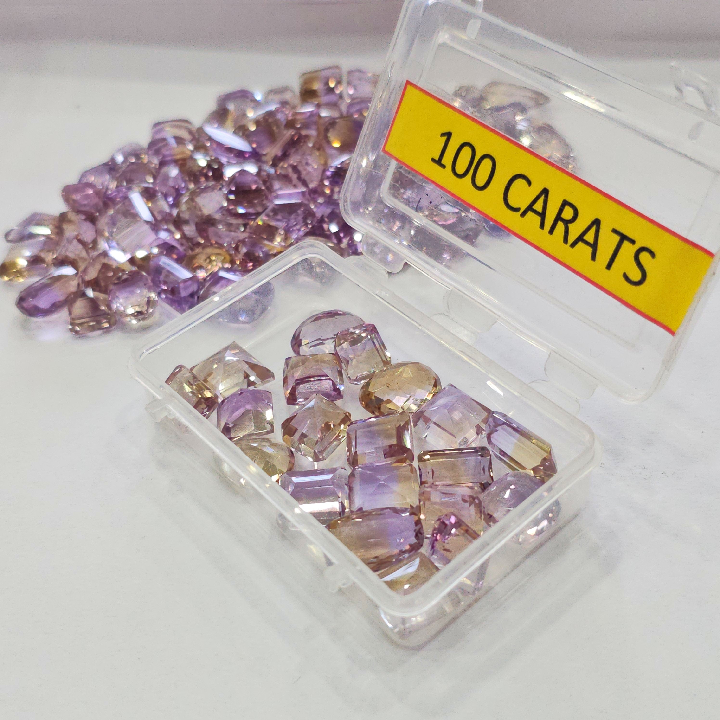 Week2: 100Cts Natural Ametrine Faceted Flawless | 10–18mm | 15–18 Pcs | Mixed Shapes