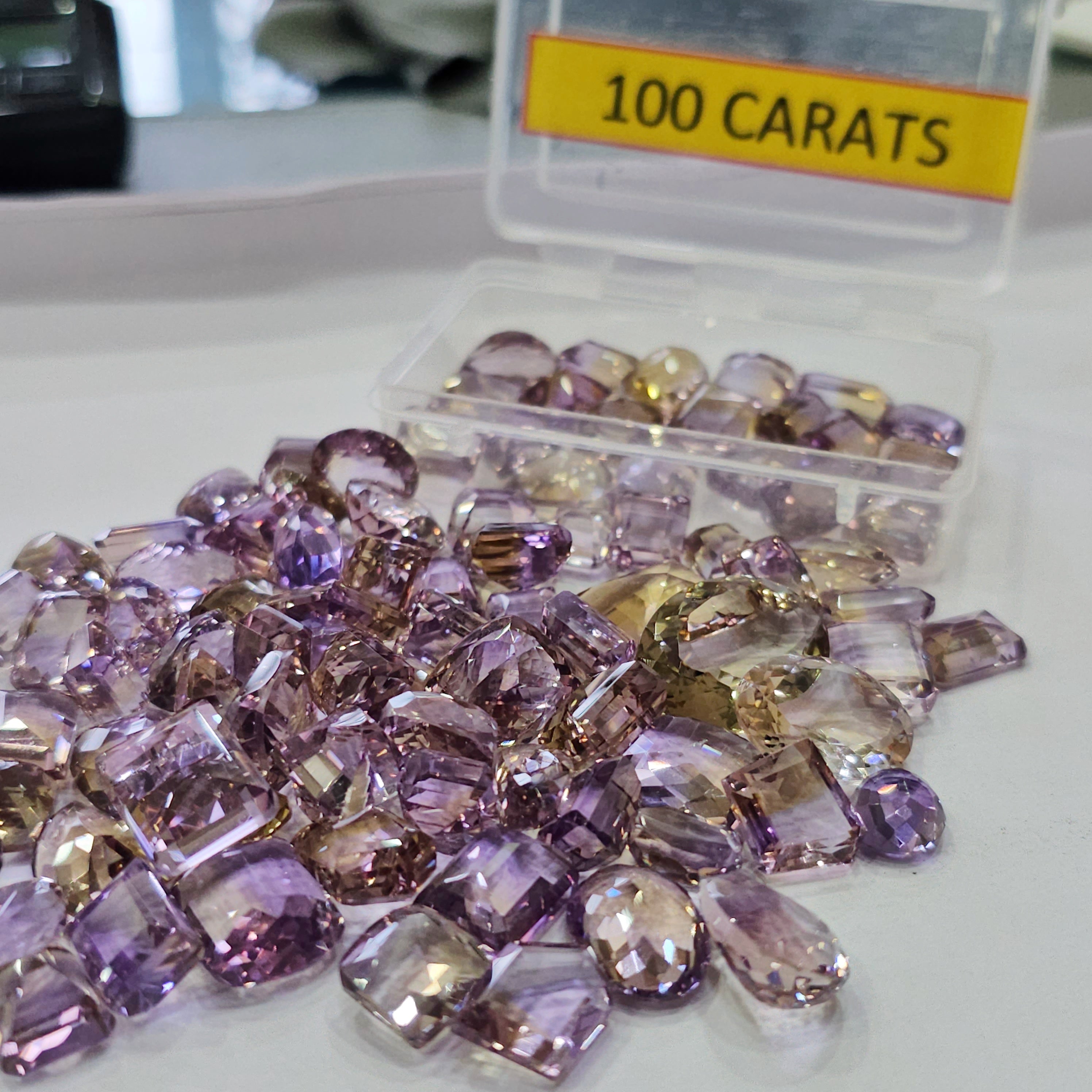Week2: 100Cts Natural Ametrine Faceted Flawless | 10–18mm | 15–18 Pcs | Mixed Shapes