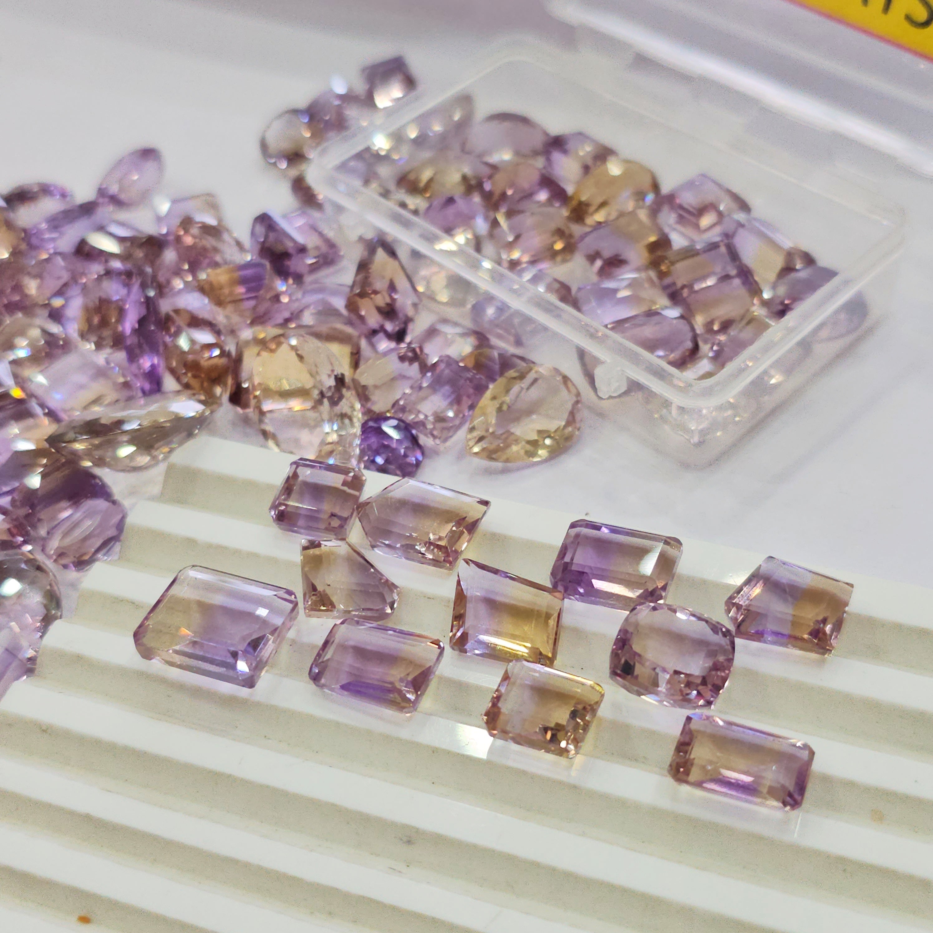 Week2: 100Cts Natural Ametrine Faceted Flawless | 10–18mm | 15–18 Pcs | Mixed Shapes