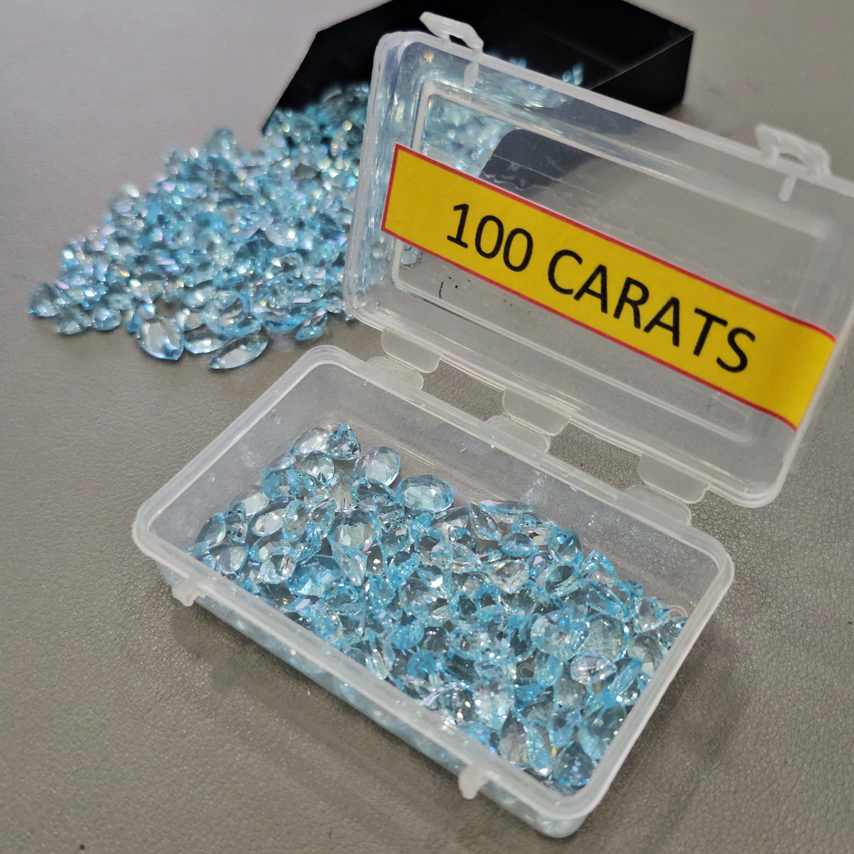 Week2: 100Cts Of Blue Topaz Faceted Gemstones | 5–10mm | 80–100 Pcs | Mixed Shapes