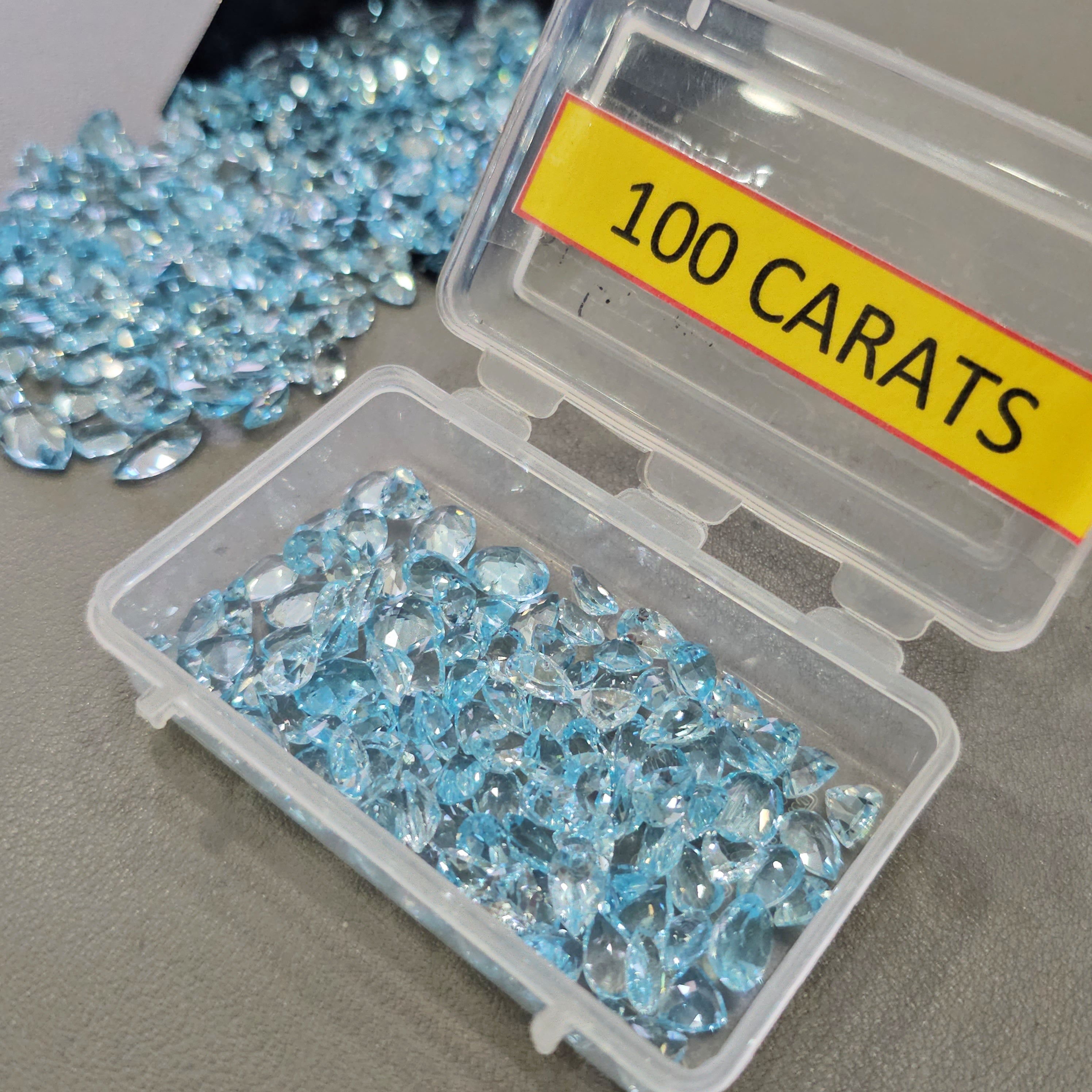 Week2: 100Cts Of Blue Topaz Faceted Gemstones | 5–10mm | 80–100 Pcs | Mixed Shapes