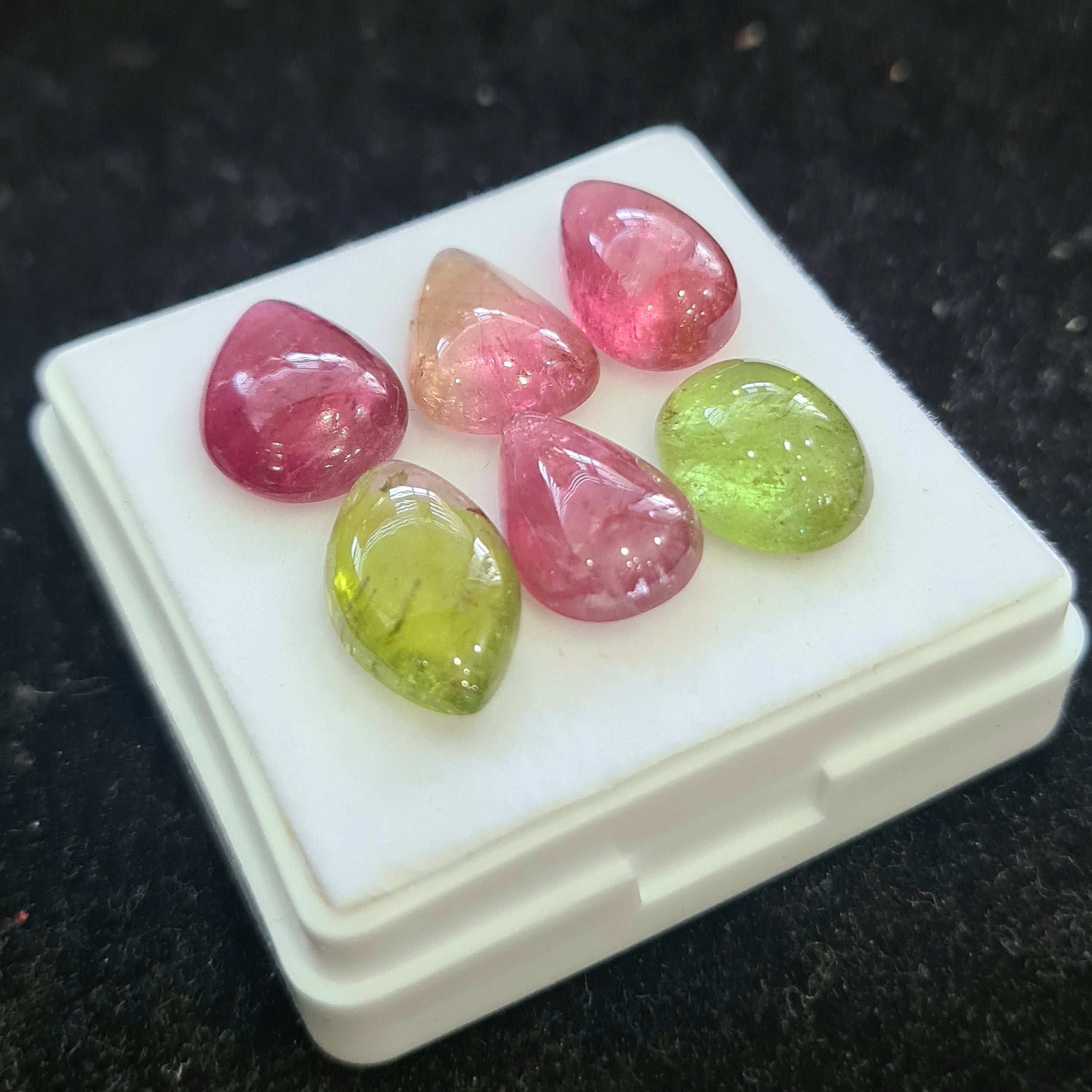 6 Pcs Natural Multi Tourmaline Cabochon | Mix | Size: 12-14mm