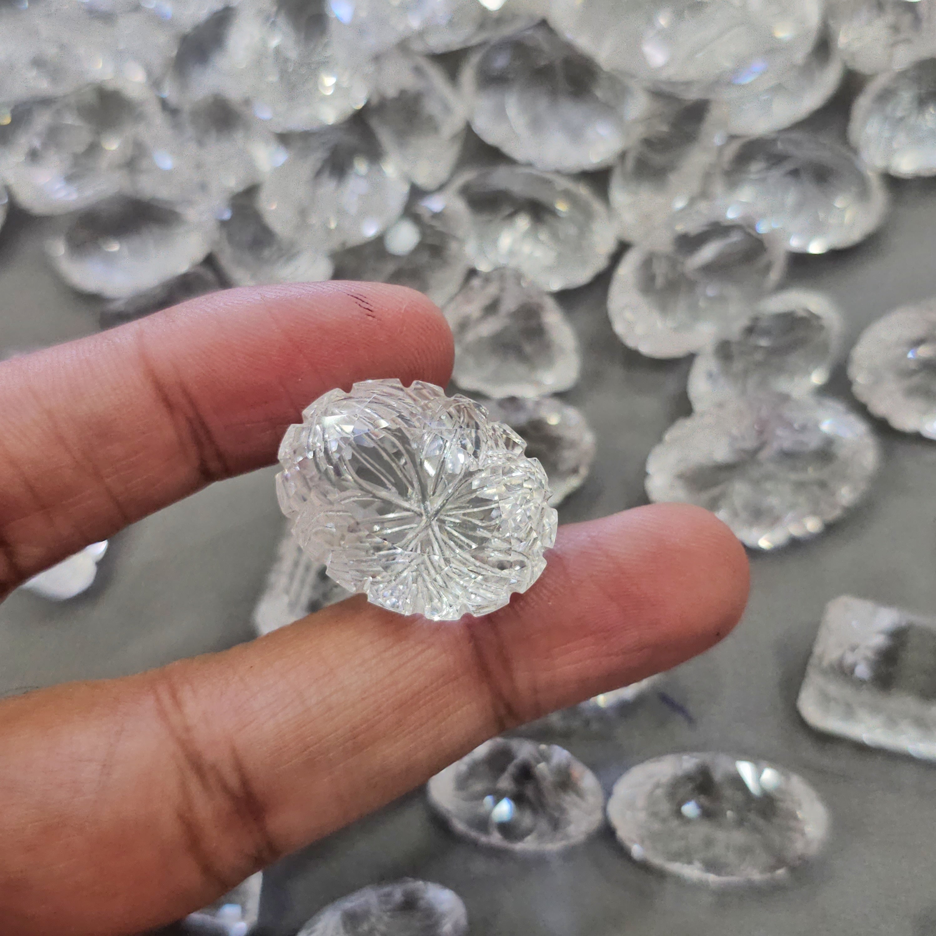 10 Pcs of Carved Clear Quartz | Randomly picked 20-30mm