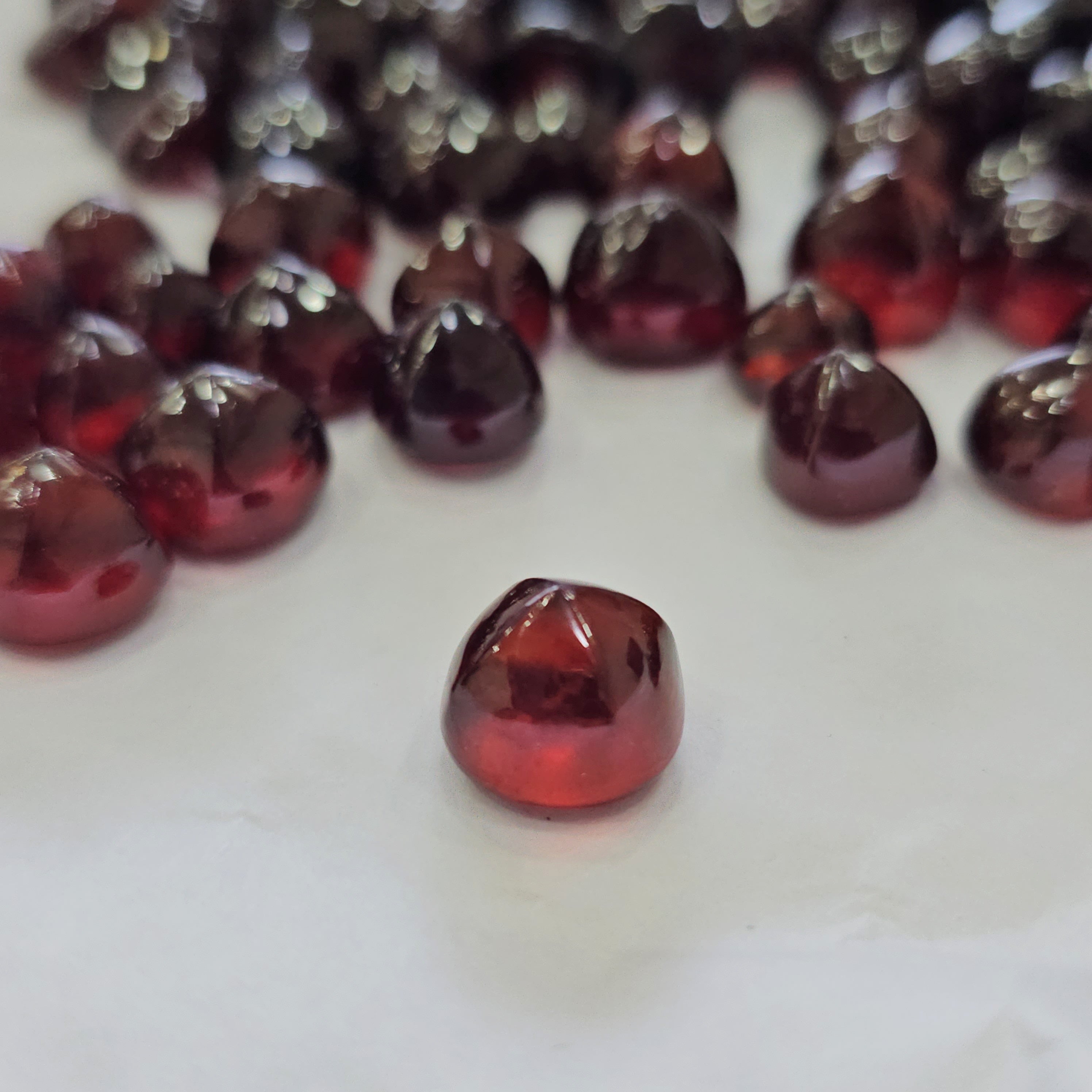 5 Pcs Natural Garnet Sugarloafs | 9mm to 12mm | Mozambique