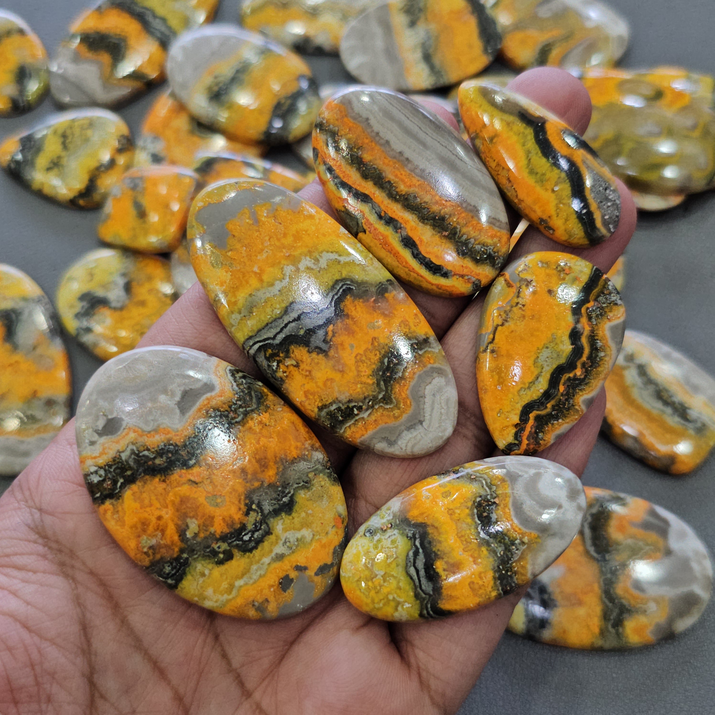100 Grams Bumble Bee Jasper | Top Vibrant Quality | Approx. 40mm | 8–10 Pcs