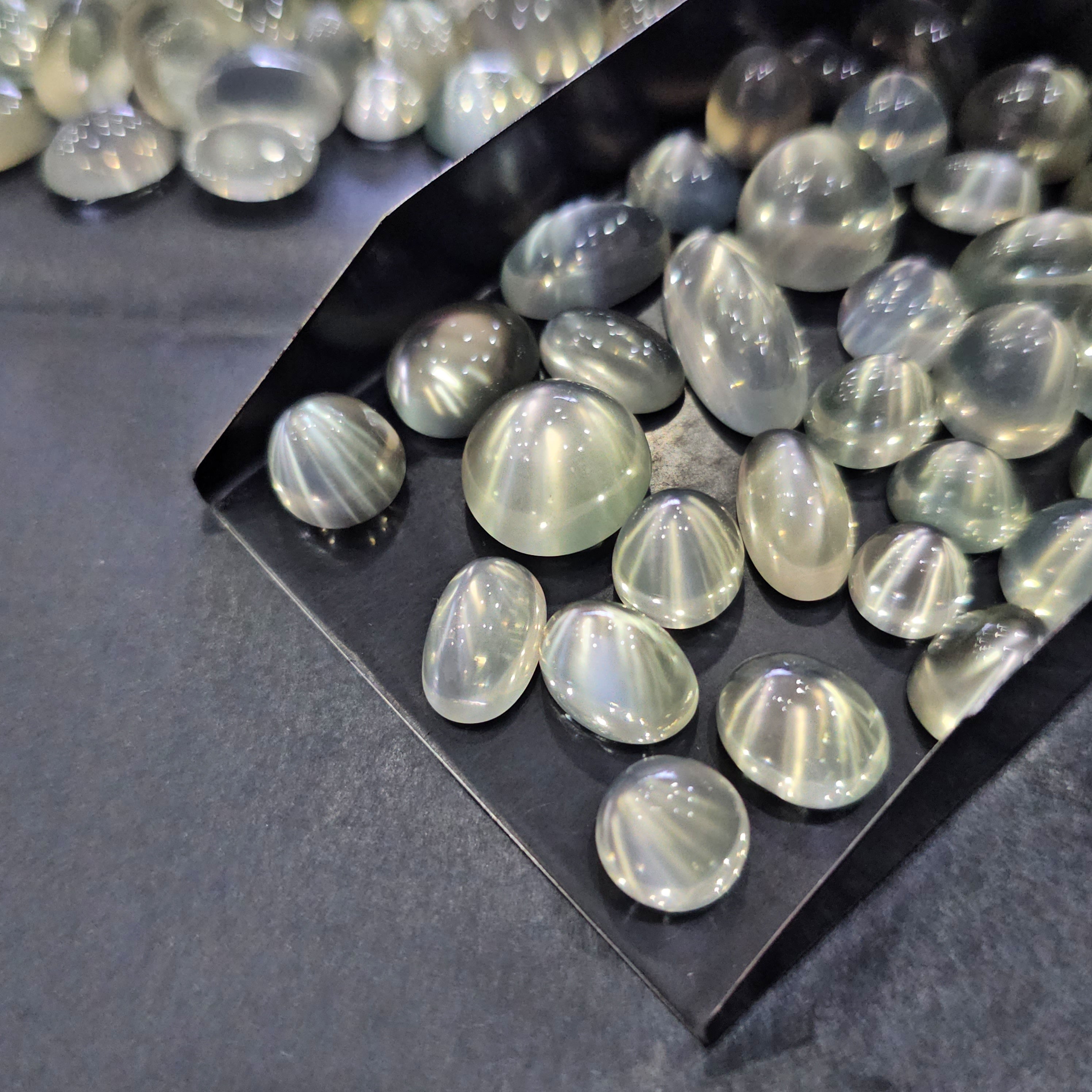 Rare: 5 Pcs Silver Moonstone from Ceylon | Top Grade |9-14mm