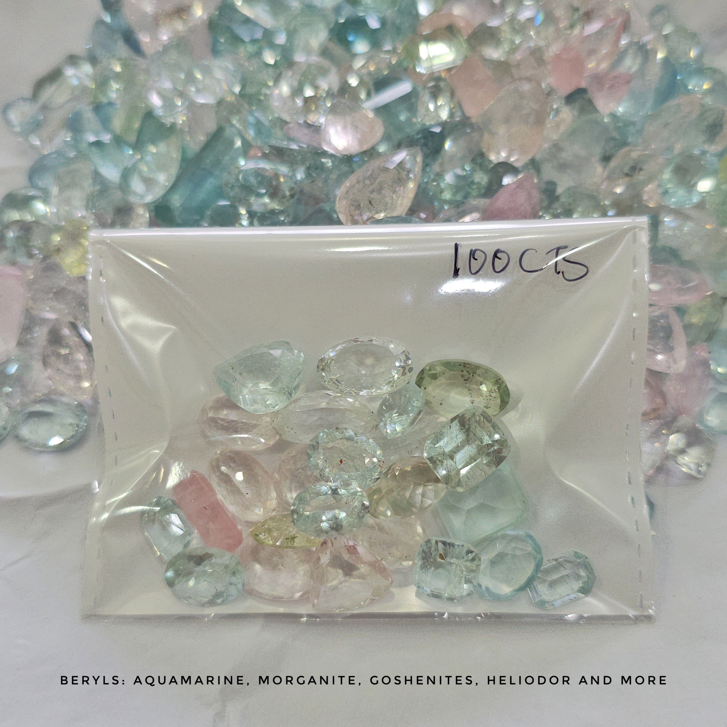 100 Carat of Mix beryls | Morganite, Aquamarine and more | 6-20mm | 25-30Pcs
