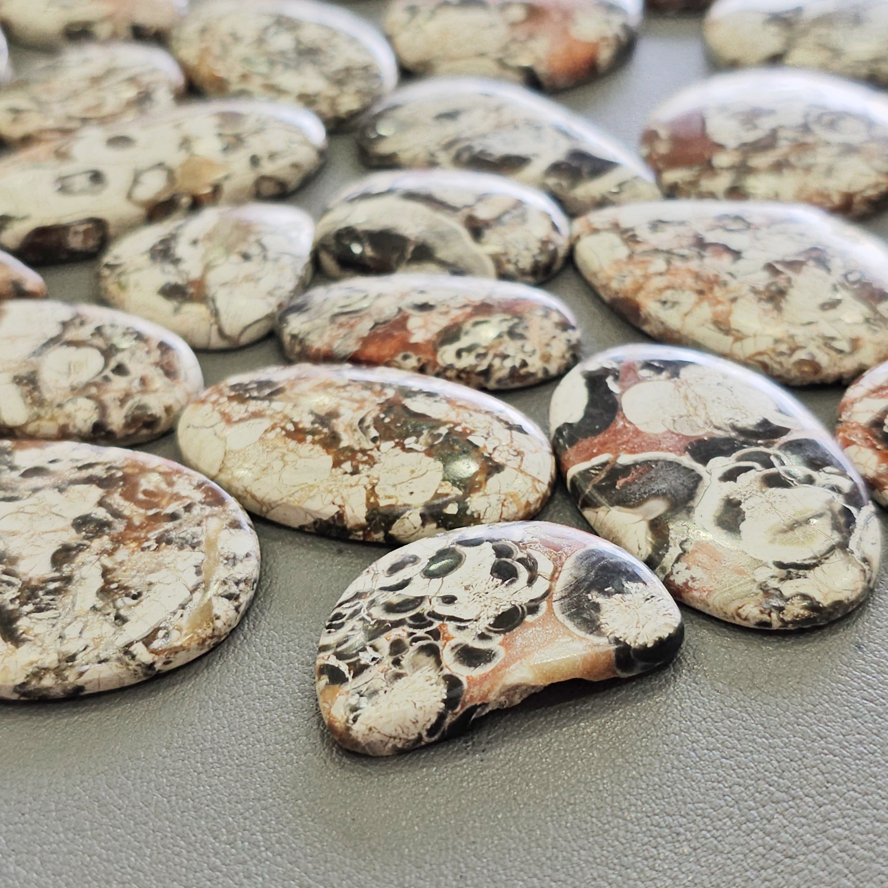 100 Grams Natural Mushroom Jasper Cabochons | 25–50mm | 10 Pcs Approx | Top Quality