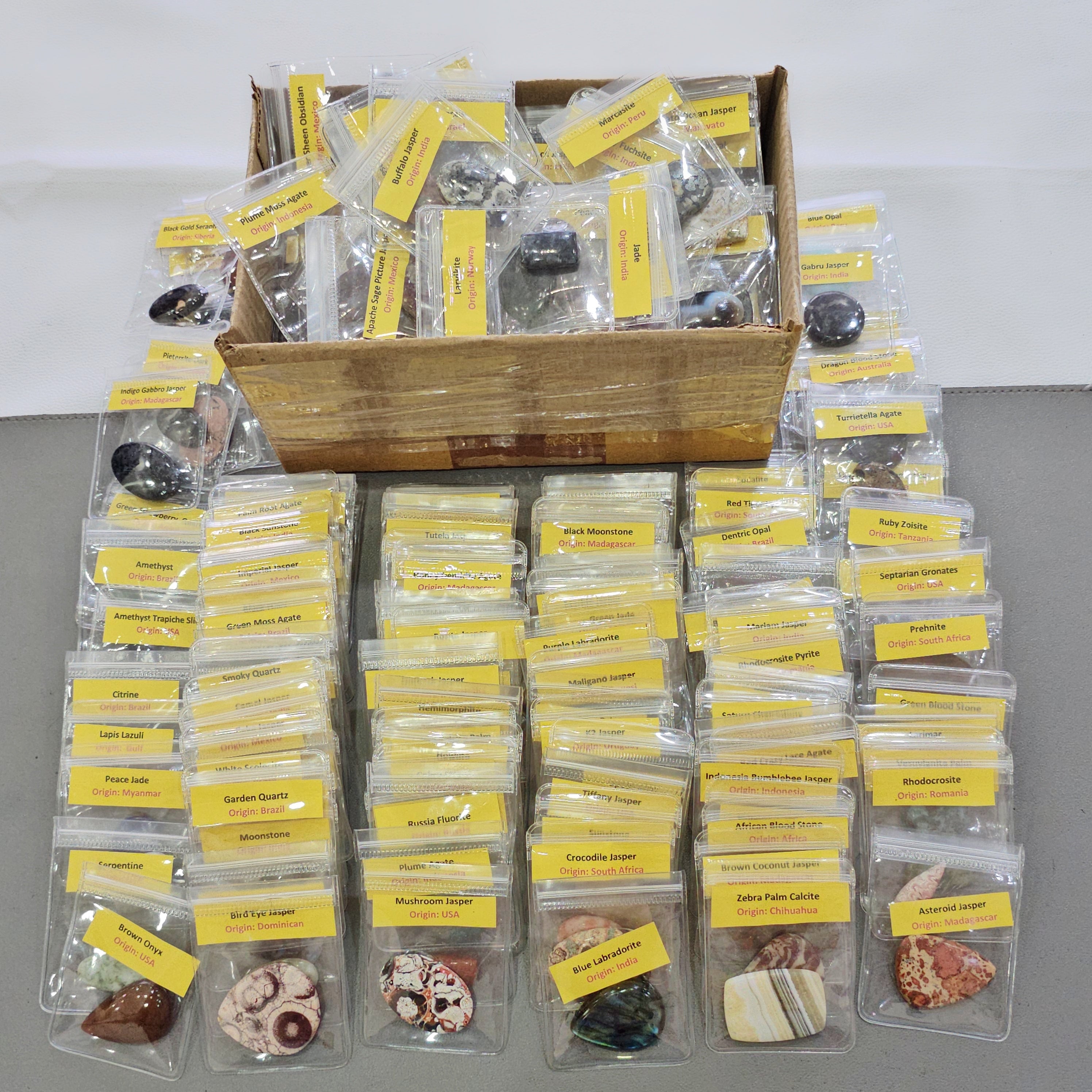 Mega 160 PCS Gemstone Collection Box – 160 Unique Cabochons with Names & Origins - The LabradoriteKing