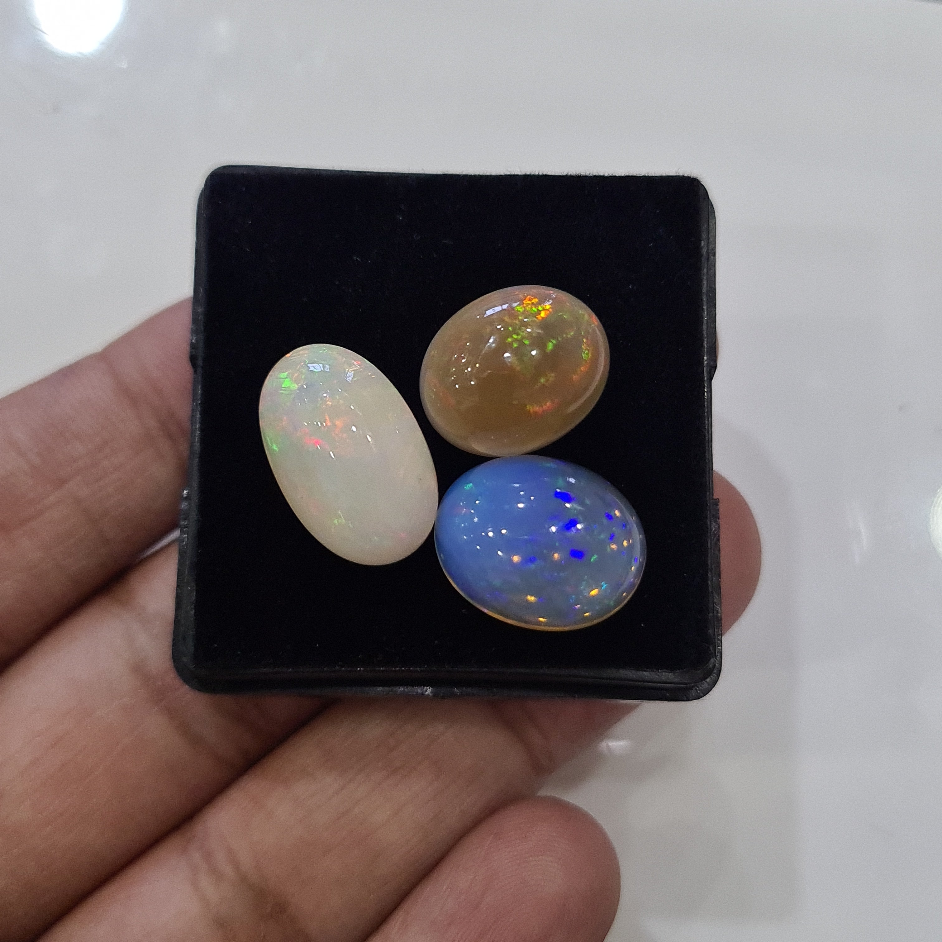 3pcs Natural Ethiopian Opal Cabochon | Oval| Size: 11-17mm - The LabradoriteKing