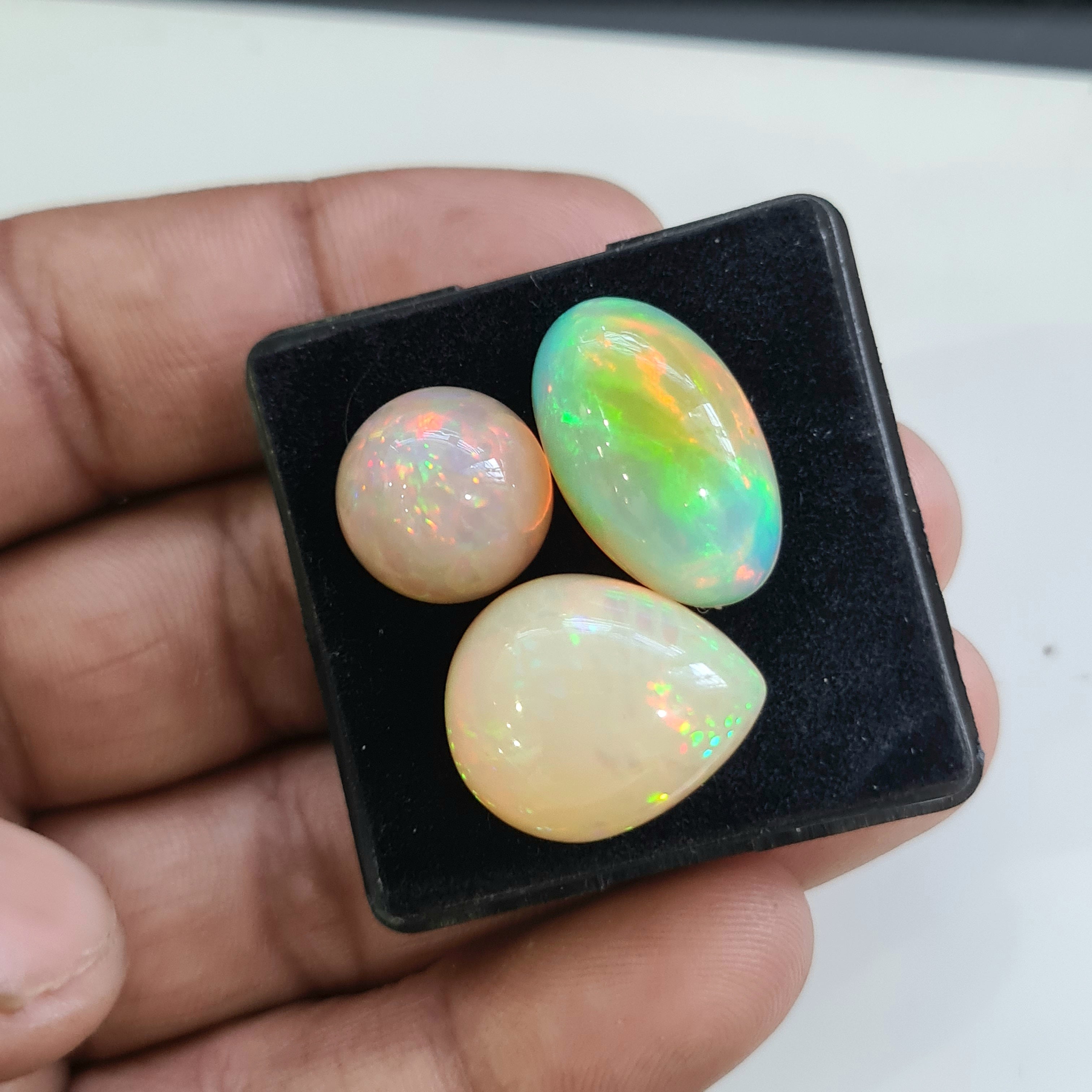 3pcs Natural Ethiopian Opal Cabochon | Mixshape| Size: 14-21mm - The LabradoriteKing