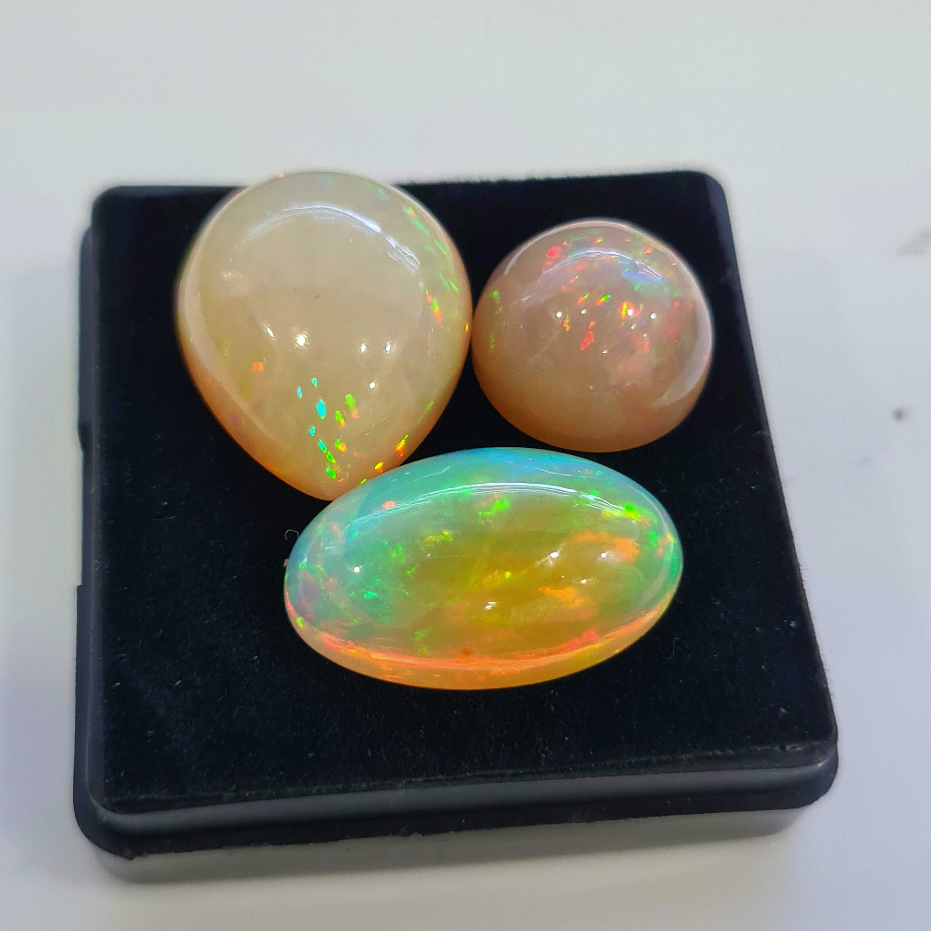 3pcs Natural Ethiopian Opal Cabochon | Mixshape| Size: 14-21mm - The LabradoriteKing
