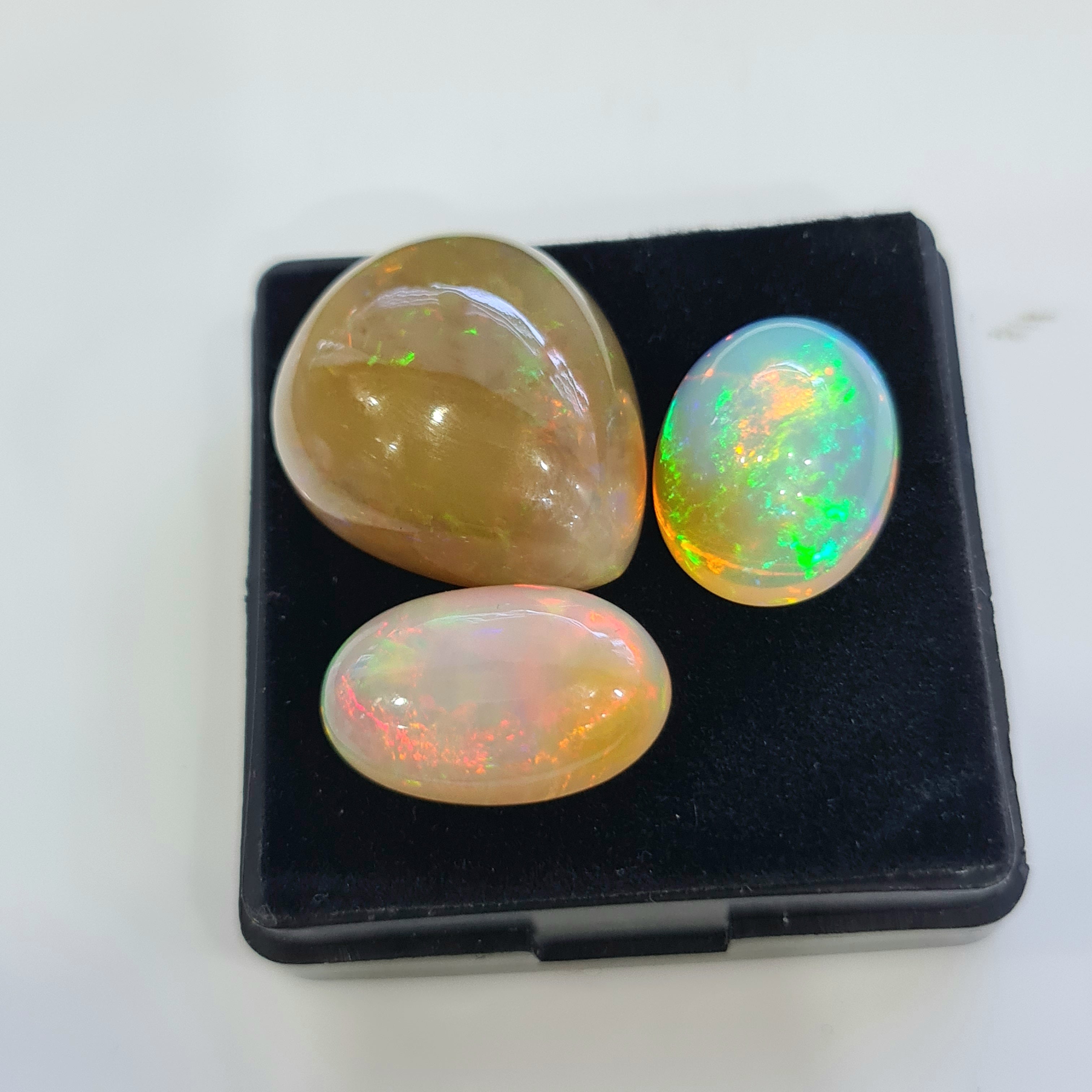 3pcs Natural Ethiopian Opal Cabochon | Oval&Pear| Size: 16-23mm - The LabradoriteKing