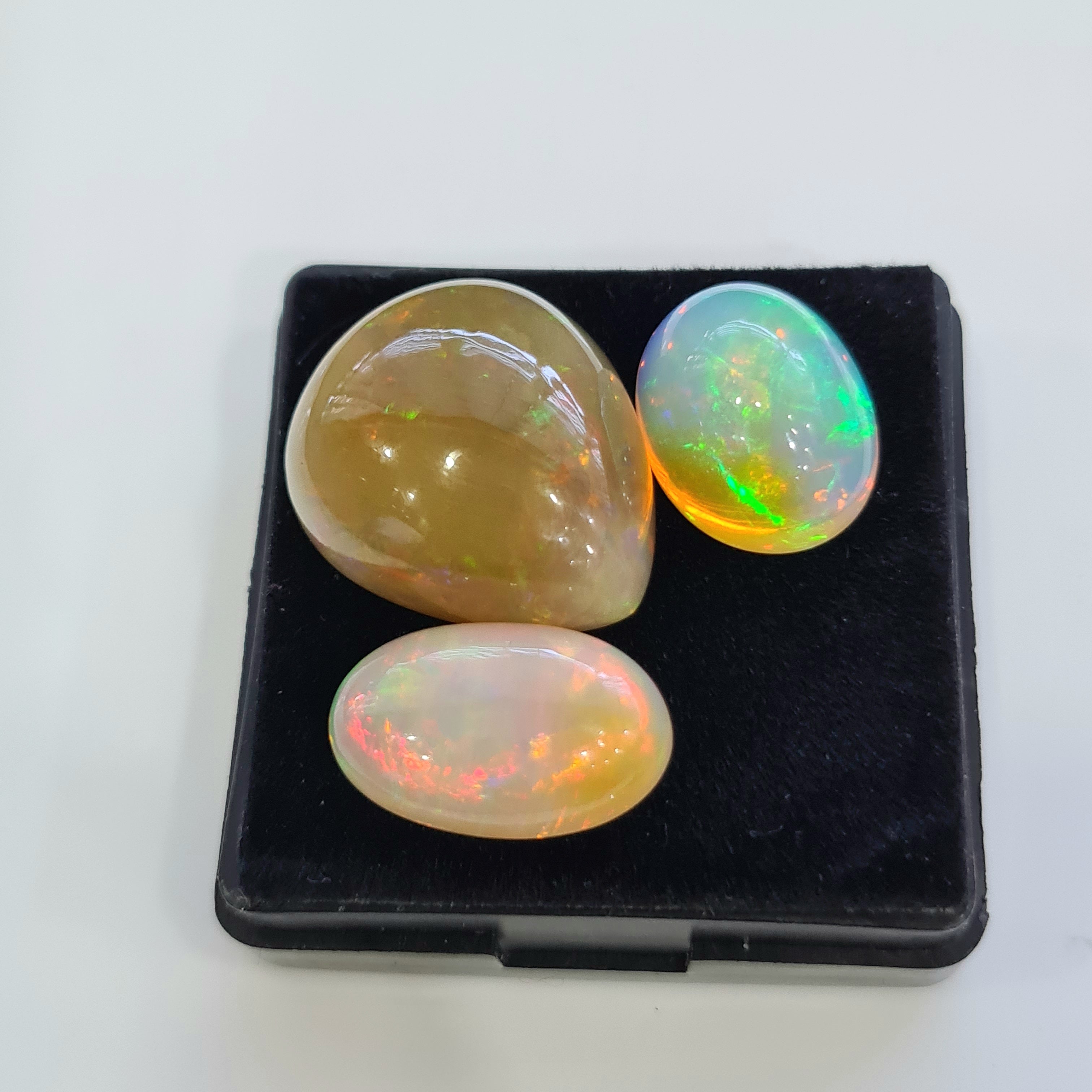 3pcs Natural Ethiopian Opal Cabochon | Oval&Pear| Size: 16-23mm - The LabradoriteKing