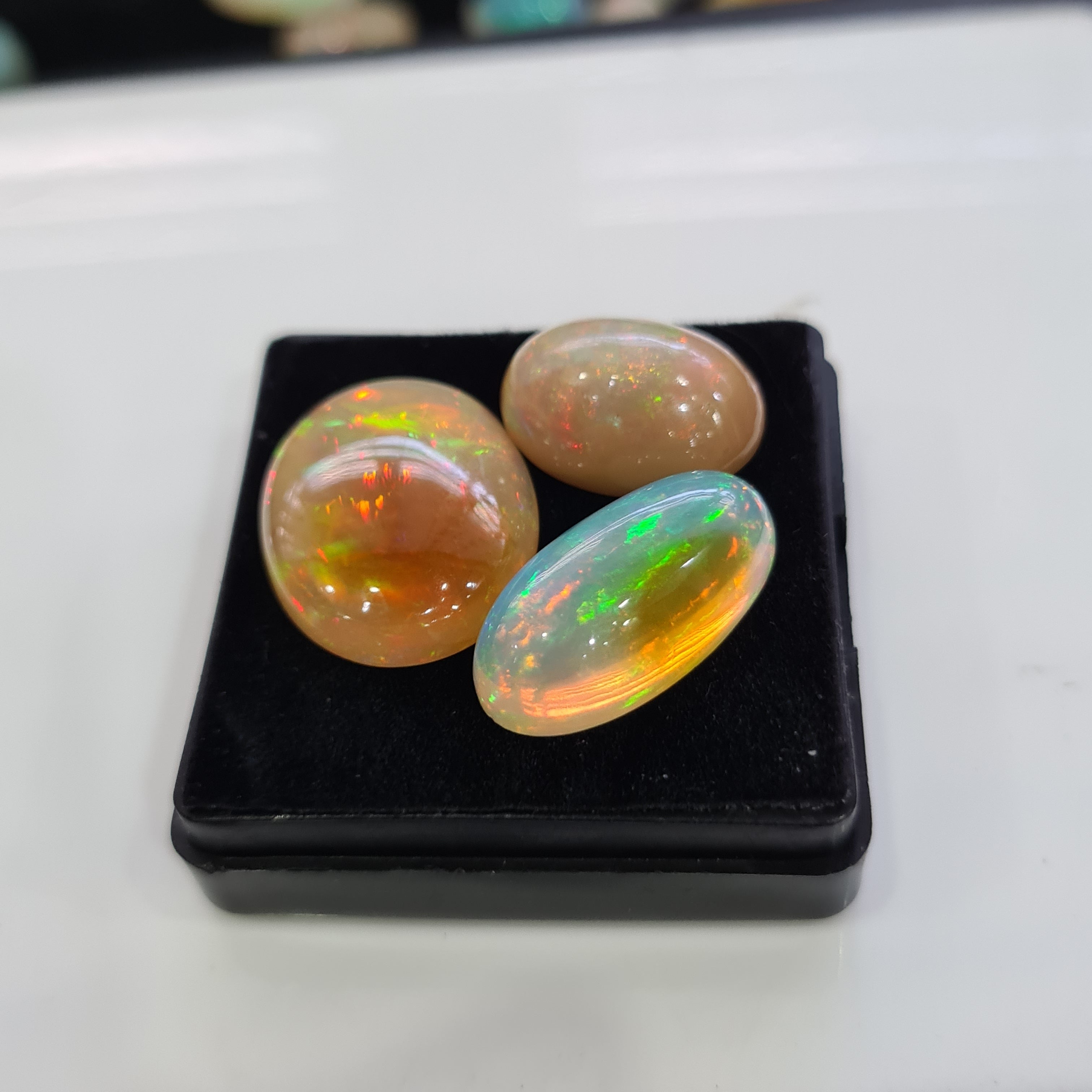 3pcs Natural Ethiopian Opal Cabochon | Oval| Size: 17-23mm - The LabradoriteKing